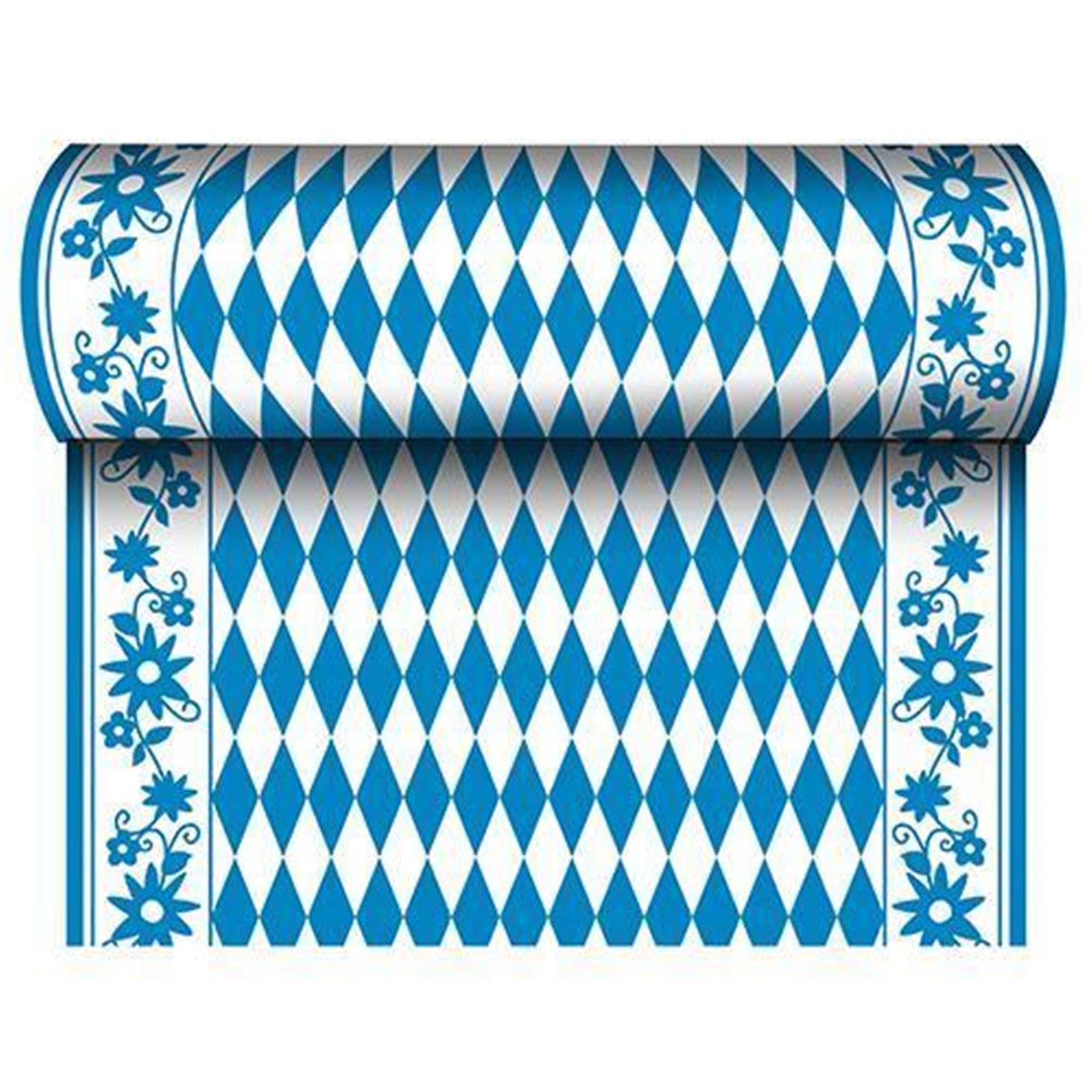 Papstar 24 m x 40 cm Tischläufer Stoffähnlich, Airlaid Bayrisch Blau auf Rolle, Tischdecke Raute Oktoberfest Angebot bei HelloDeals