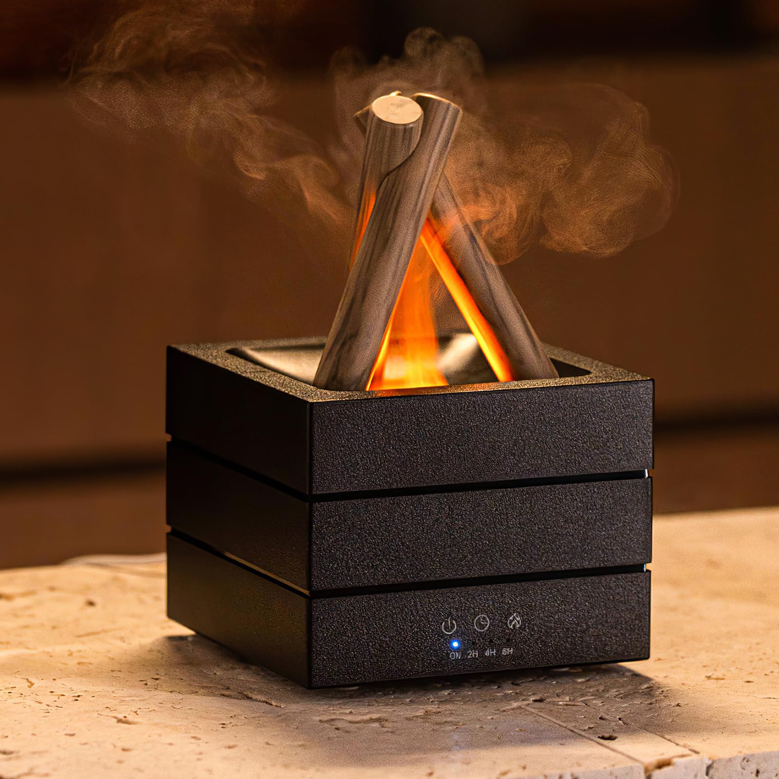 Luftbefeuchter, 280ml Flammen Duft Diffuser, Aufladbarer Luftbefeuchter mit Farbiges Licht, Drei Gang Timing Funktion, Geeignet für Schlafzimmer, Büro, Wohnzimmer, Weihnachtsgeschenke (schwarz) Angebot bei HelloDeals