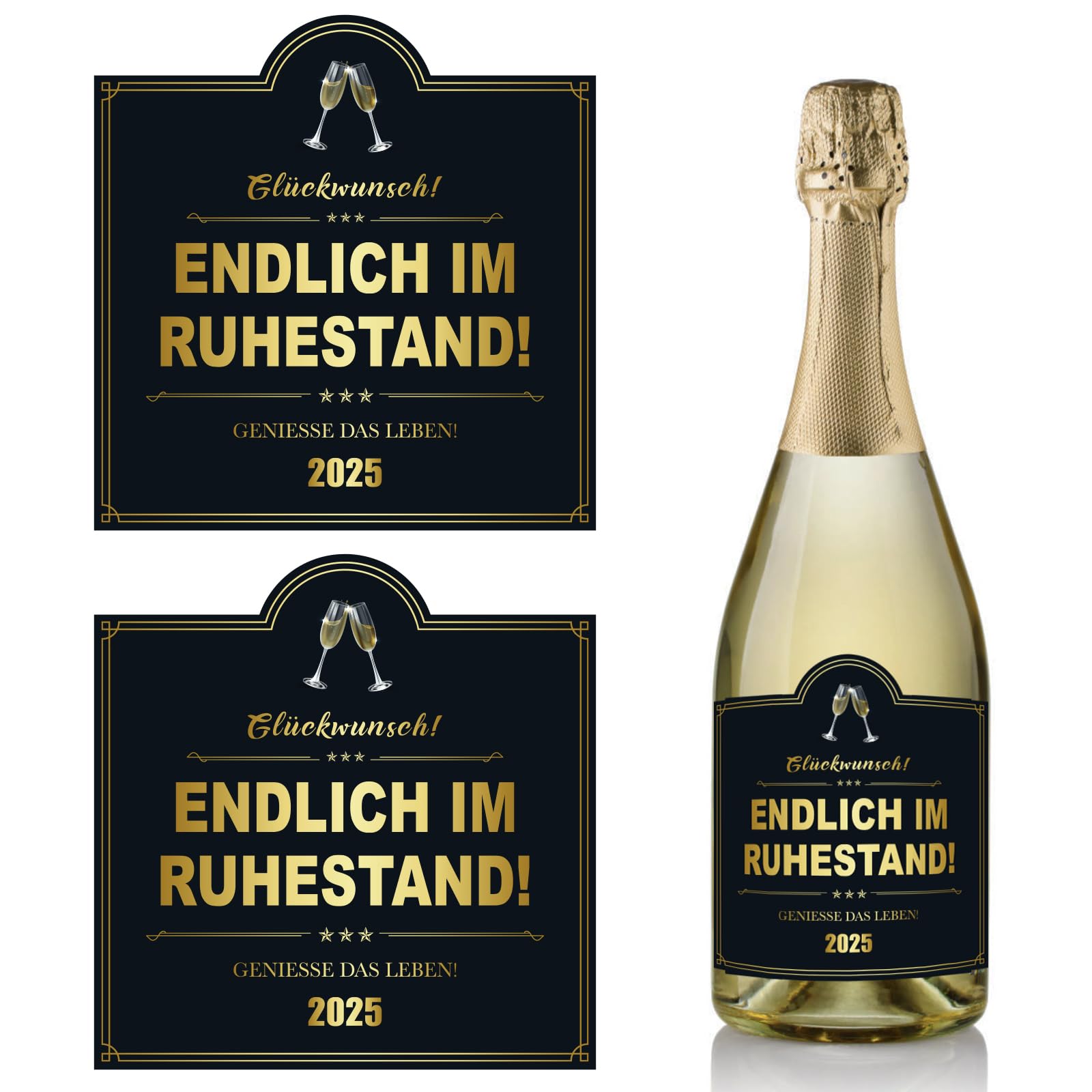 2 Stück Endlich im Ruhestand Flaschenetikett 9,8x9,8cm Flaschenetiketten Weinflaschen Aufkleber selbstklebend Etikett Geschenke für Rentner Party Rente Renteneintritt Pension Angebot bei HelloDeals