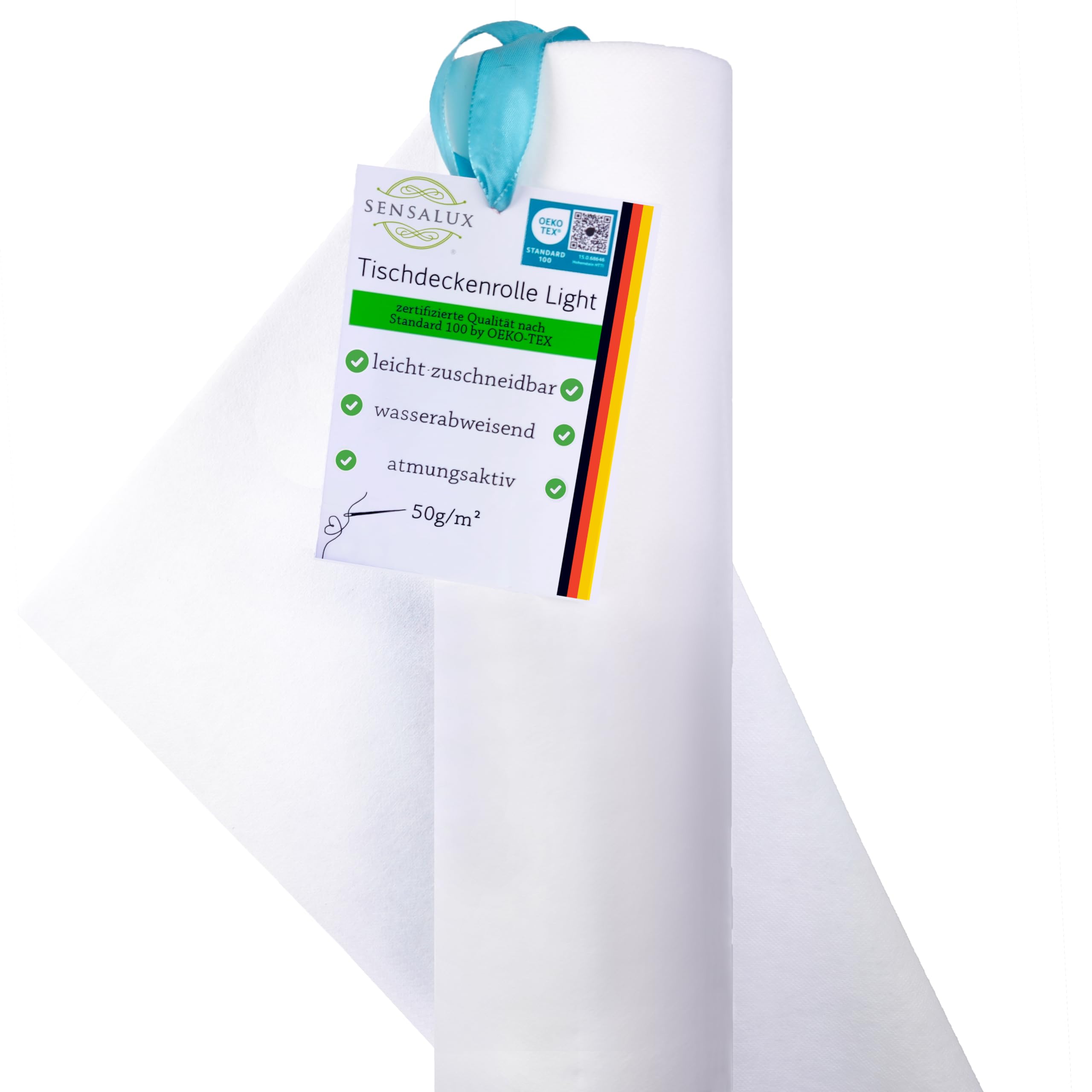 Sensalux Light Tischdeckenrolle, Oeko-TEX ® 100 - Made in Germany - 25m lang (Farbe nach Wahl), weiß, 1,10m x 25m, stoffähnliches Vlies, ideal für Jede Party, Vereinsfeier, Geburtstagsfeier Angebot bei HelloDeals