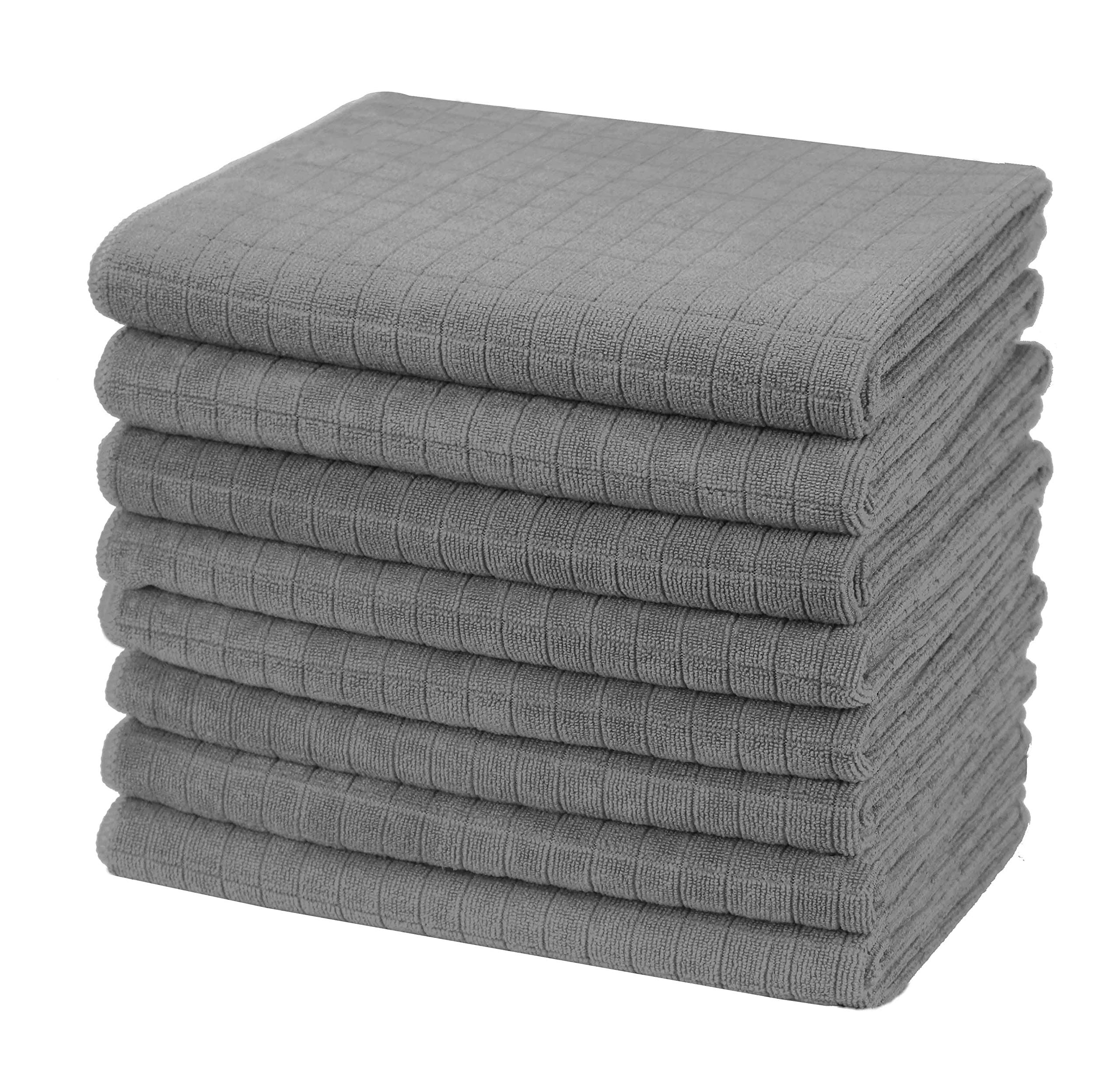 gryeer 8er-Set Microfaser Geschirrtücher, weiche, super saugfähige und fussel freie Küchentücher, 45 x 65 cm (Grau) Angebot bei HelloDeals