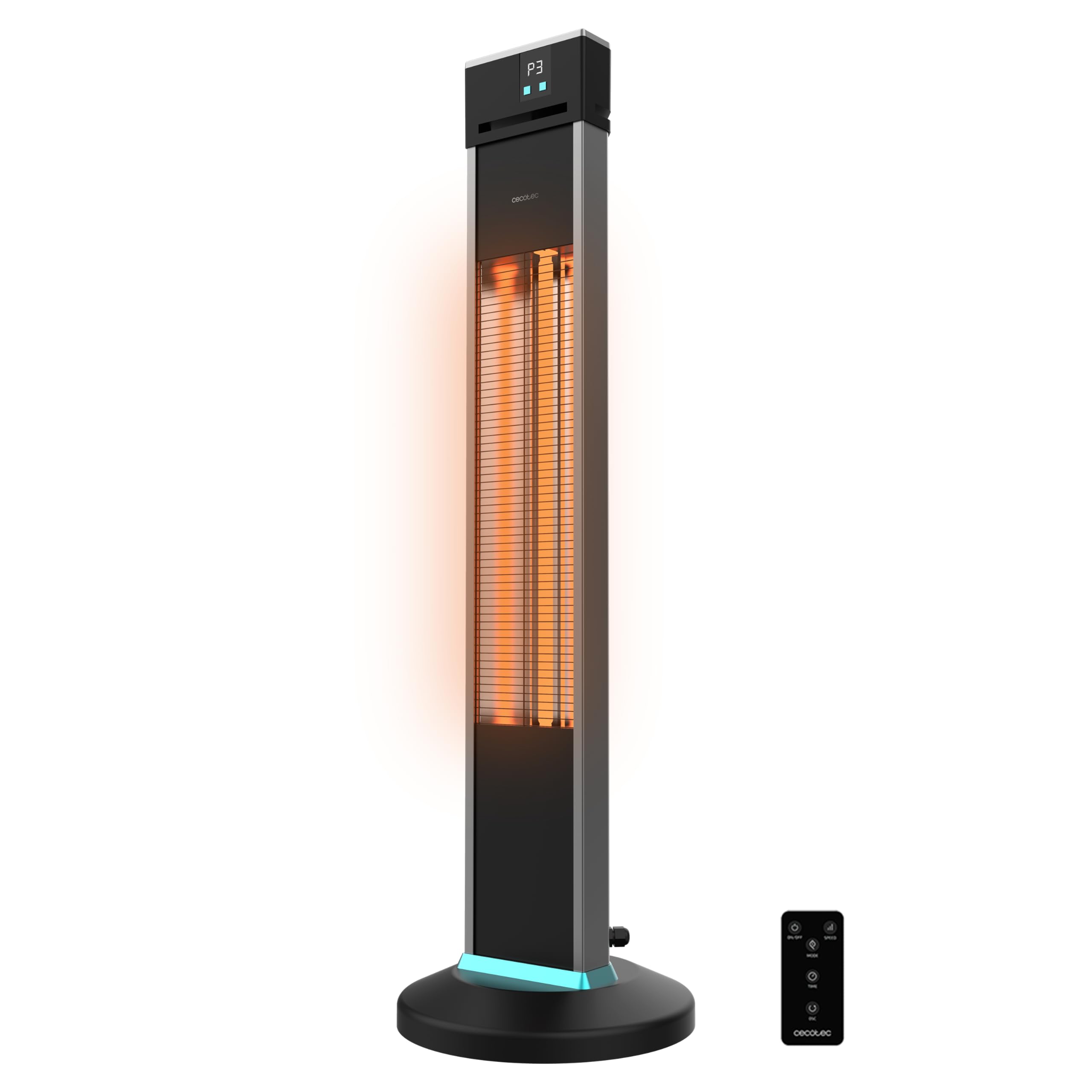 Cecotec Elektrischer Außenheizlüfter in Turmform ReadyWarm 2000 Power Tower, 2000 W mit 3 Leistungsstufen, Halogen-Technologie, Schutzart IP34, Fernbedienung und Display, Abdeckungsbereich 10 m Angebot bei HelloDeals