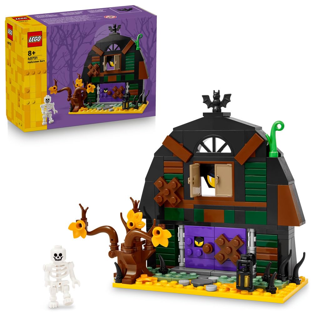 LEGO Halloween-Scheune - Kinder Spielzeug mit Skelett Minifigur - Bauset mit Fledermaus, Flasche, Lampe und weiterem Zubehör - Kreatives Jungen und Mädchen ab 8 Jahren - 40721 Angebot bei HelloDeals