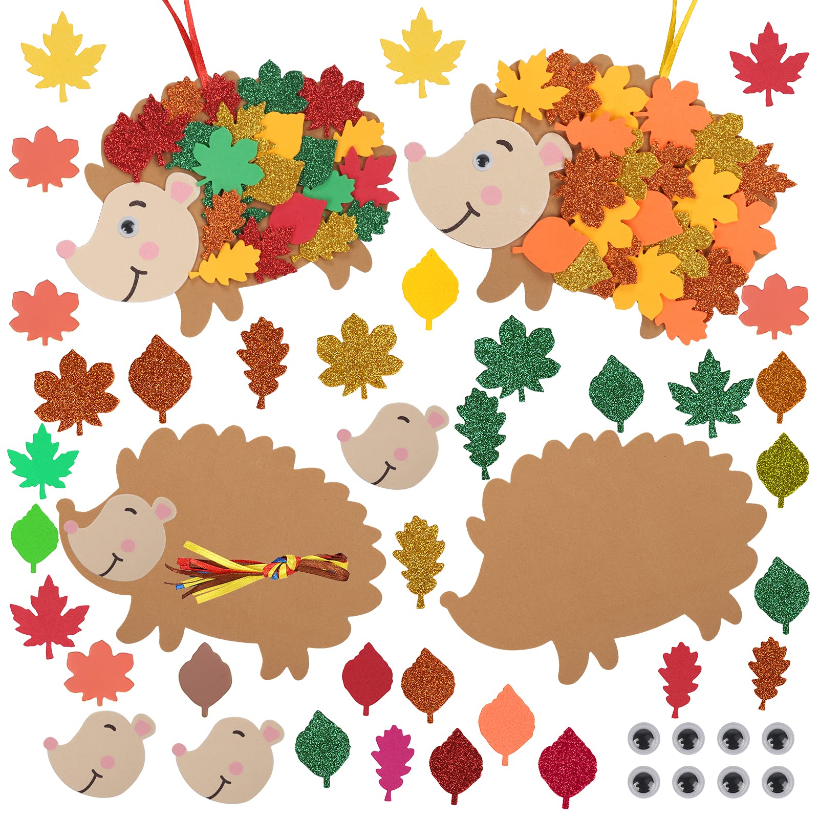 LAMEK 12 Igel Bastelsets für Kinder Herbst Kreativsets zum Basteln Kreative Kunsthandwerk Bastelhandwerk mit Moosgummi Schablonen Ahornblatt Bastelkoffer Herbstdeko für Herbstzeit Angebot bei HelloDeals