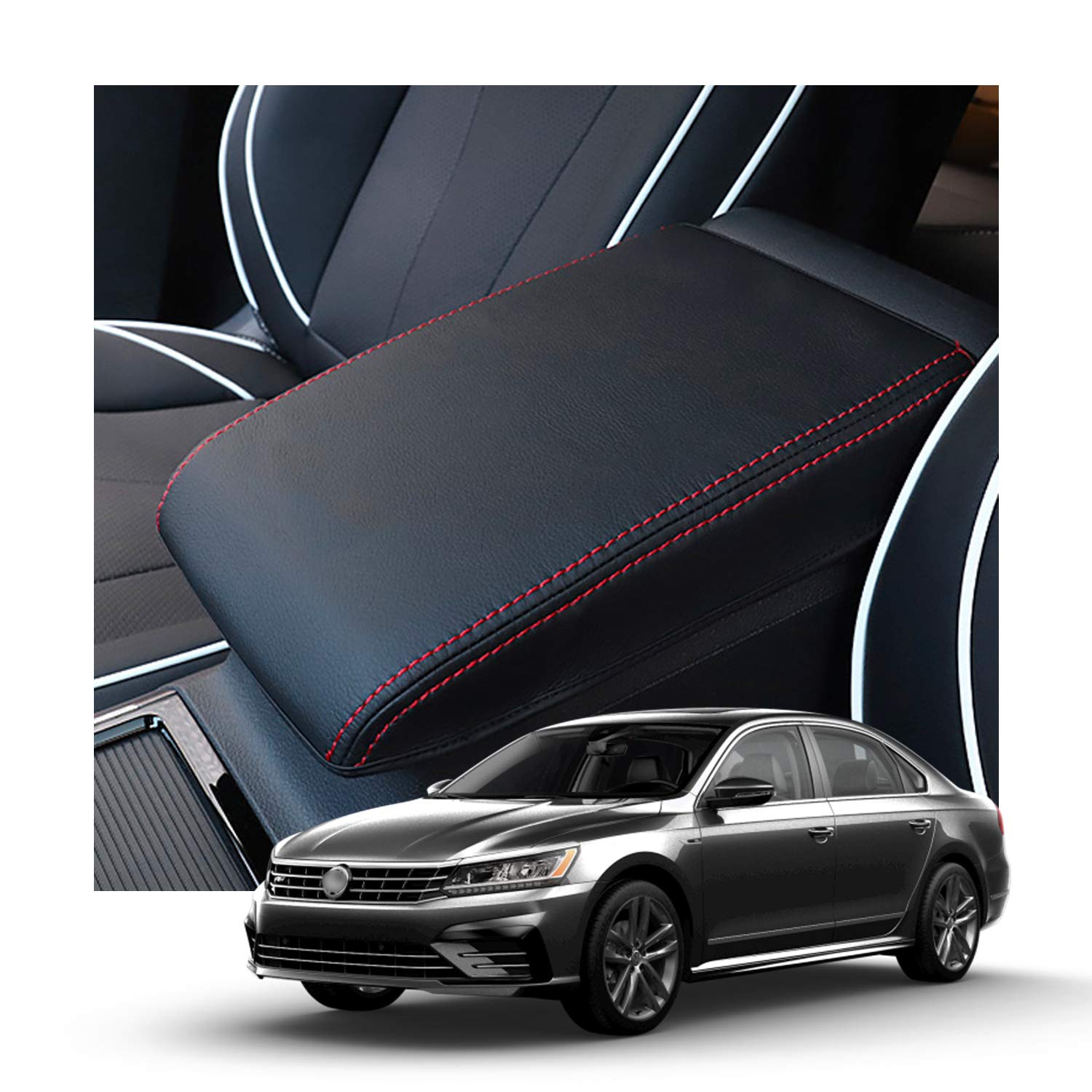CDEFG Kompatibel mit VW Passat B8 2016-2022 2023 Arteon 2 Mittelarmlehne Armlehnen Deckel Kratzschutz Mittelkonsole Kunstleder Armlehne Abdeckung Center Console Cover Auto Valiant GTE Alltrack Zubehör Angebot bei HelloDeals