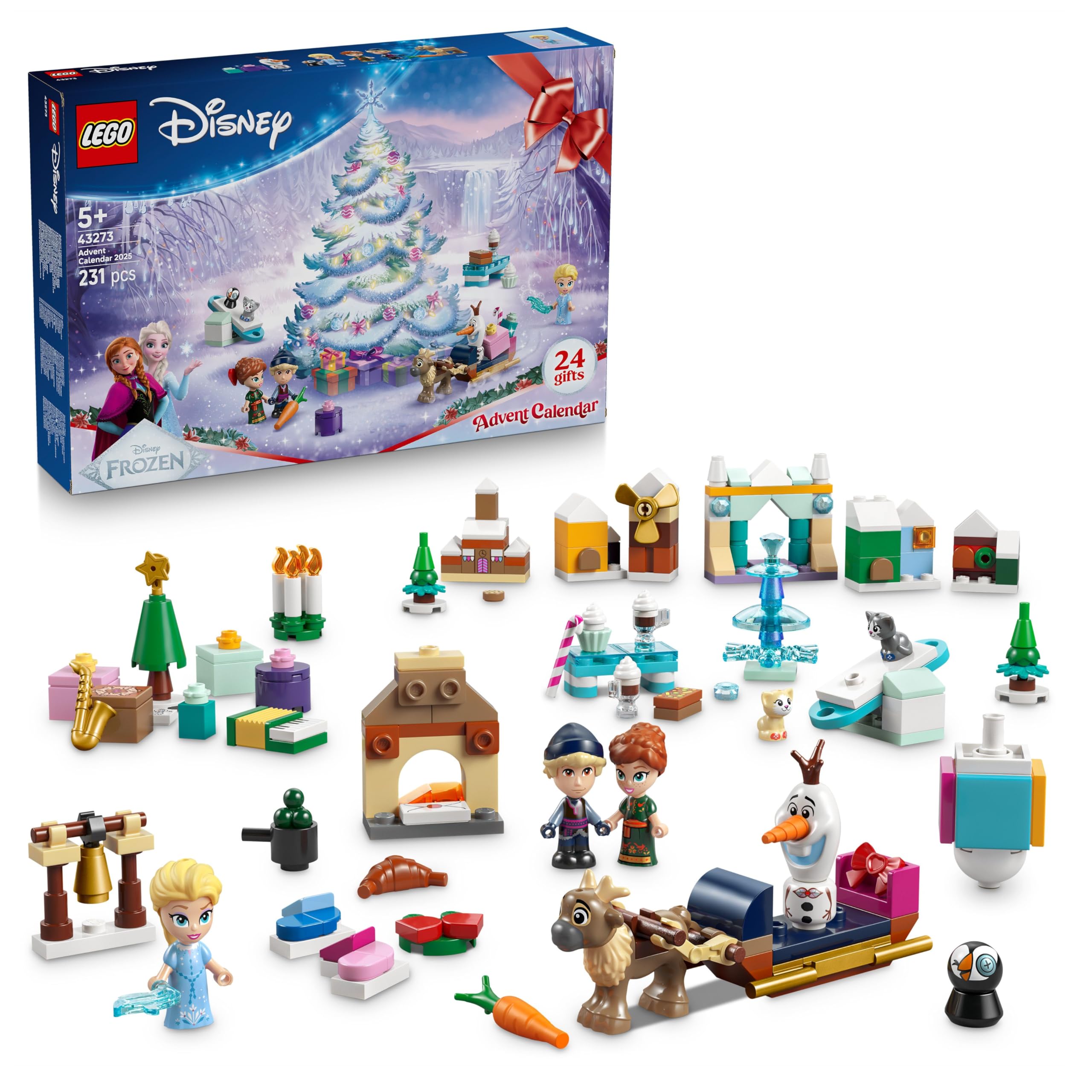 LEGO ǀ Disney Frozen Adventskalender 2025 Kinder Spielzeug - Kreatives Spielset - Bauset mit den Figuren ELSA, Anna, Olaf, Kristoff und Sven - Geschenk für Mädchen und Jungen ab 5 Jahren - 43273 Angebot bei HelloDeals