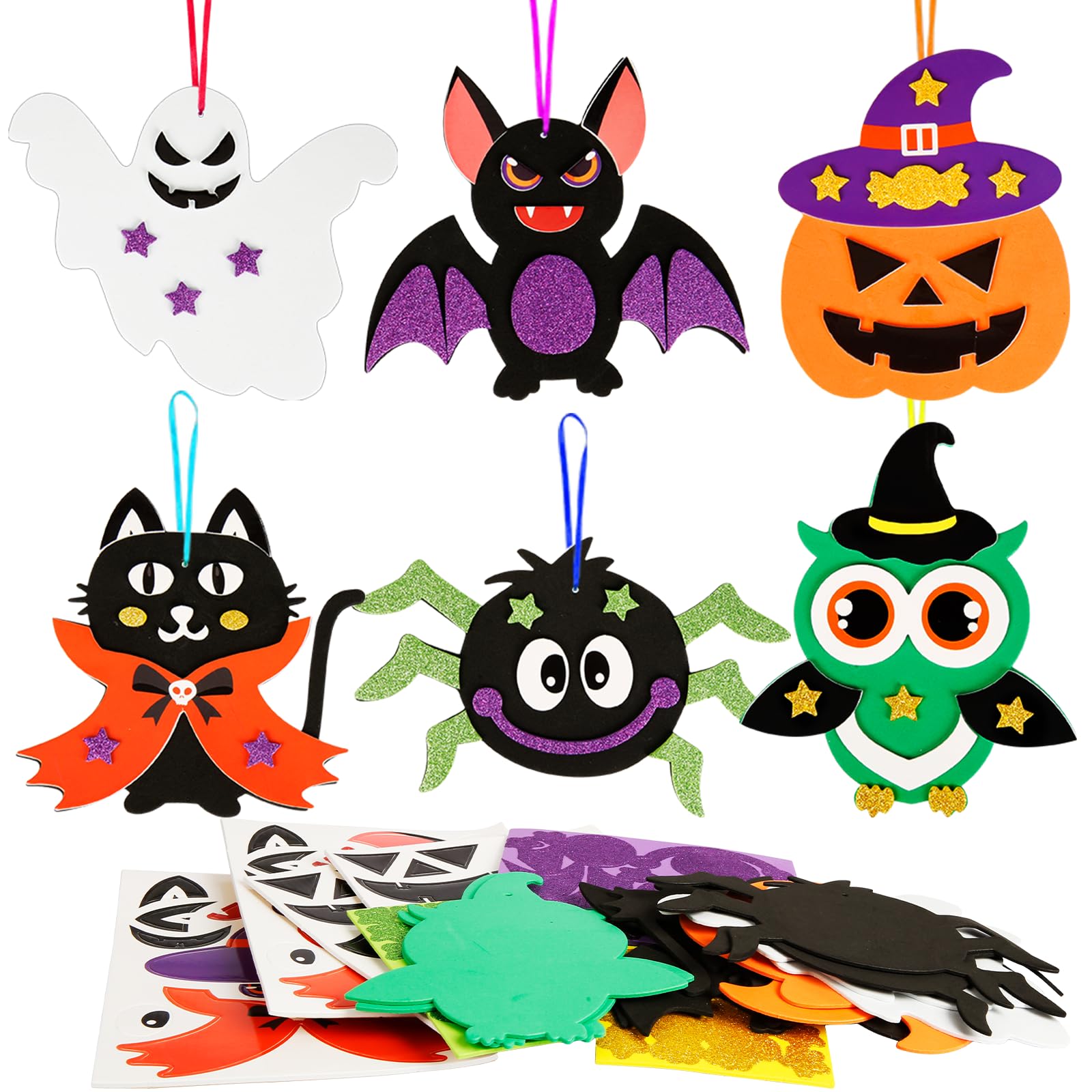 LAMEK 12 Halloween Bastelsets für Kinder Halloween Kreativsets zum Basteln Kreative Kunsthandwerk Bastelhandwerk mit Moosgummi Aufkleber für Jungen Mädchen Halloweenzeit Karneval Geburtstag Angebot bei HelloDeals