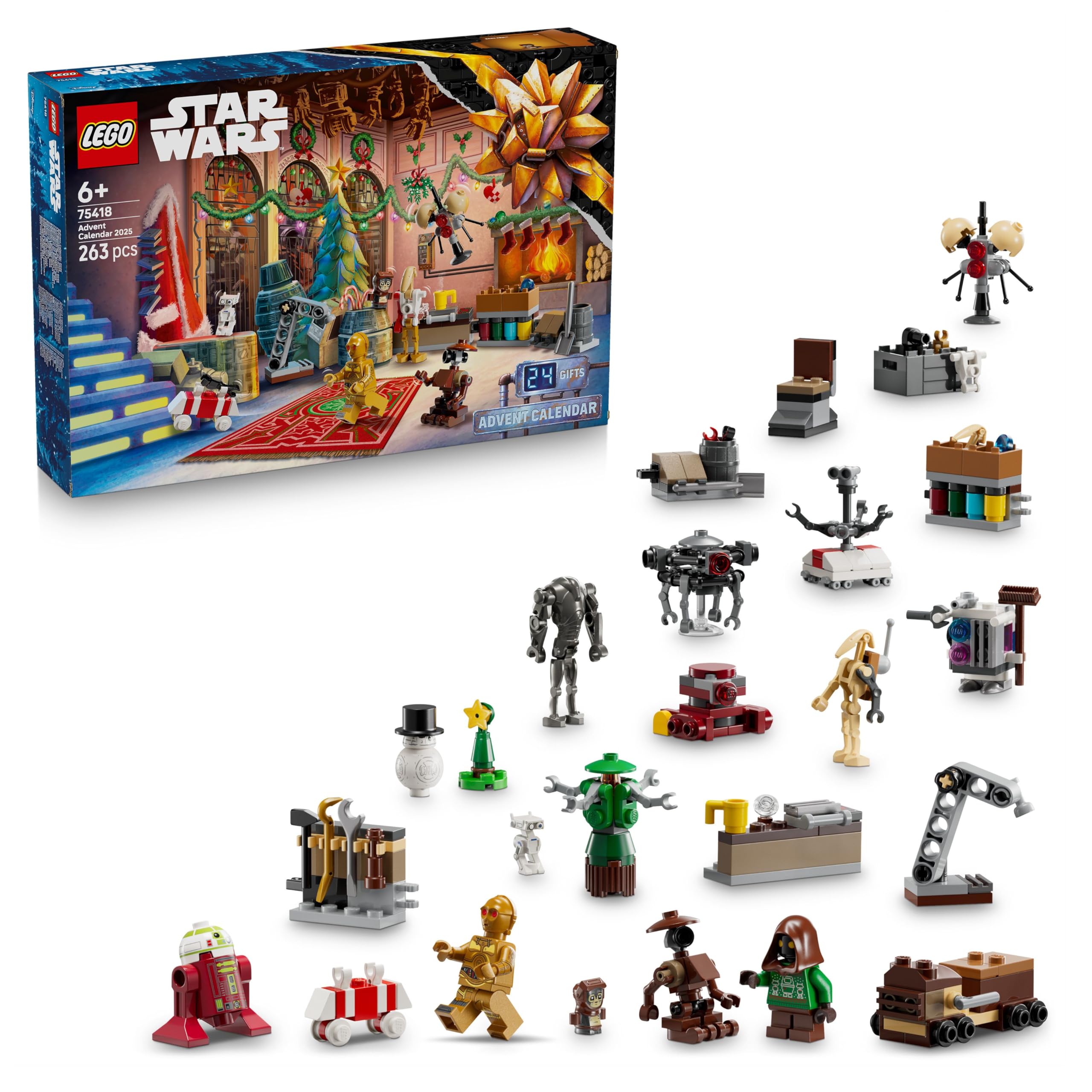 LEGO Star Wars Adventskalender 2025 - Weihnachten Spielzeug mit 24 Überraschungen - 2 Minifiguren & 5 Droidenfiguren - Kinder Spielset - Geschenk für Jungen ab 6 Jahren & Star Wars Fans - 75418 Angebot bei HelloDeals