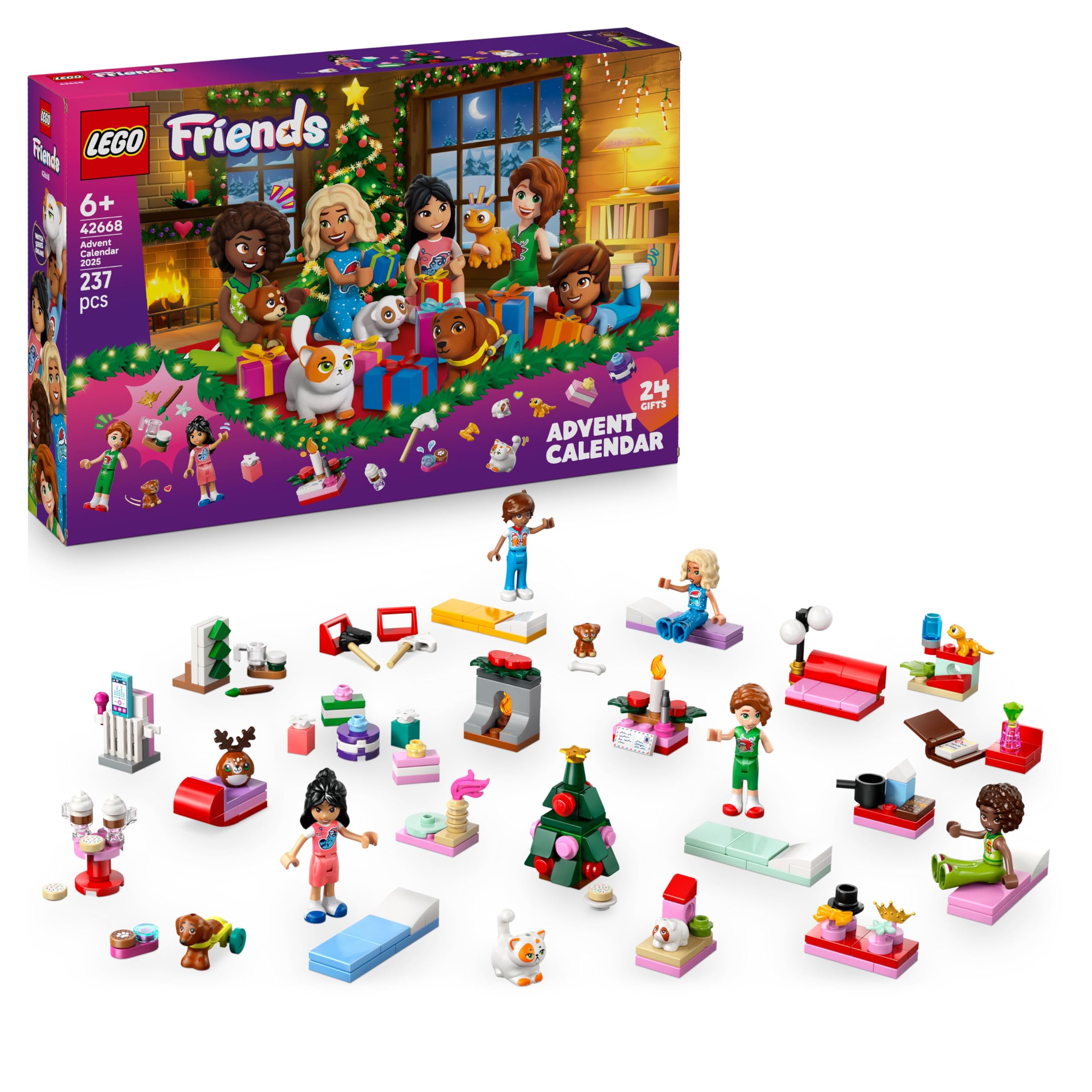 LEGO Friends Adventskalender 2025 - Weihnachten Spielzeug mit 24 Überraschungen inkl. 5 Minifiguren, 5 Tierfiguren und viel Zubehör - Kinder Geschenk für Mädchen und Jungen ab 6 Jahren - 42668 Angebot bei HelloDeals