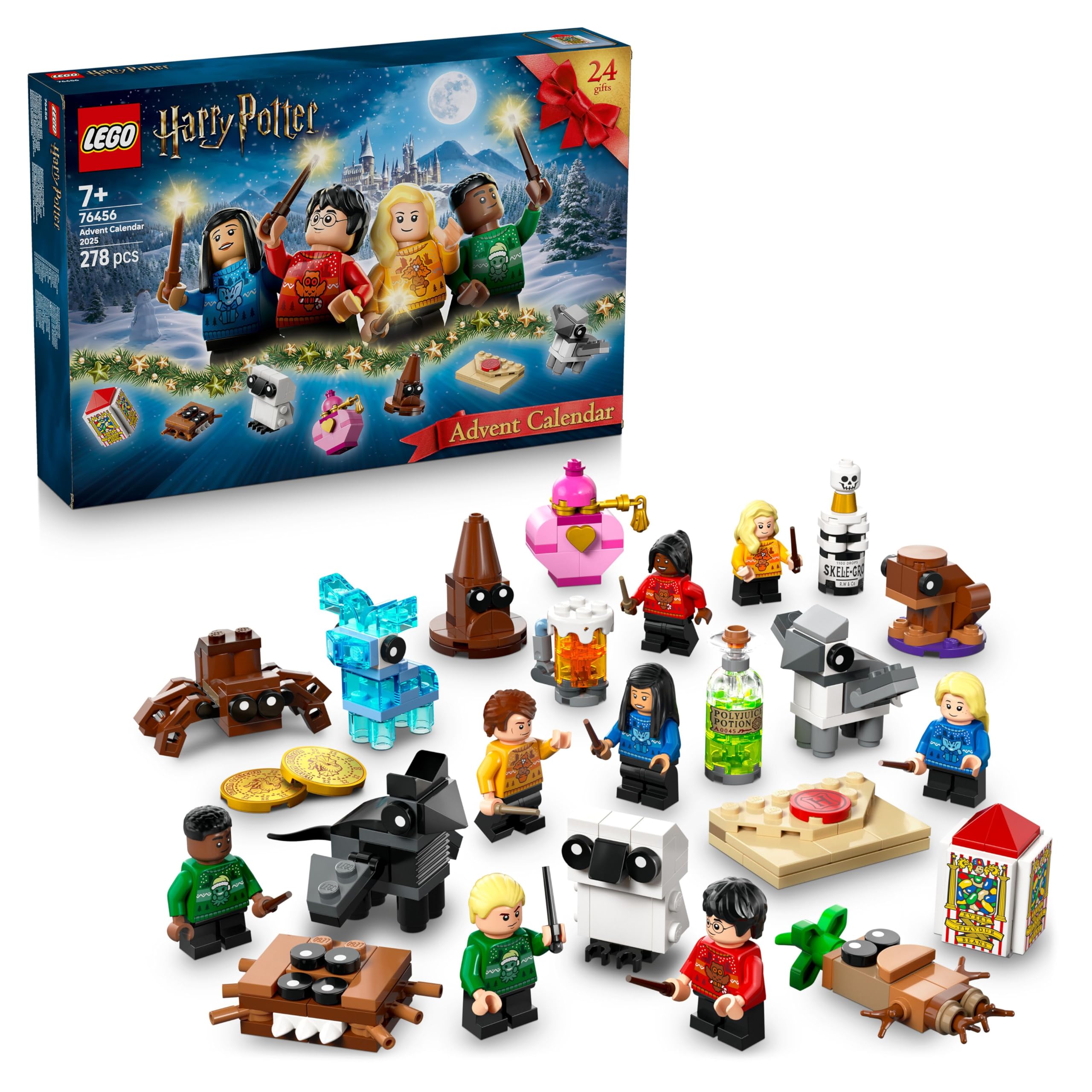 LEGO Harry Potter Adventskalender 2025 - Weihnachten Spielzeug mit 24 Überraschungen - 8 Minifiguren in festlichen Pullovern & 6 Figuren - Geschenk für Mädchen und Jungen ab 7 Jahren - 76456 Angebot bei HelloDeals