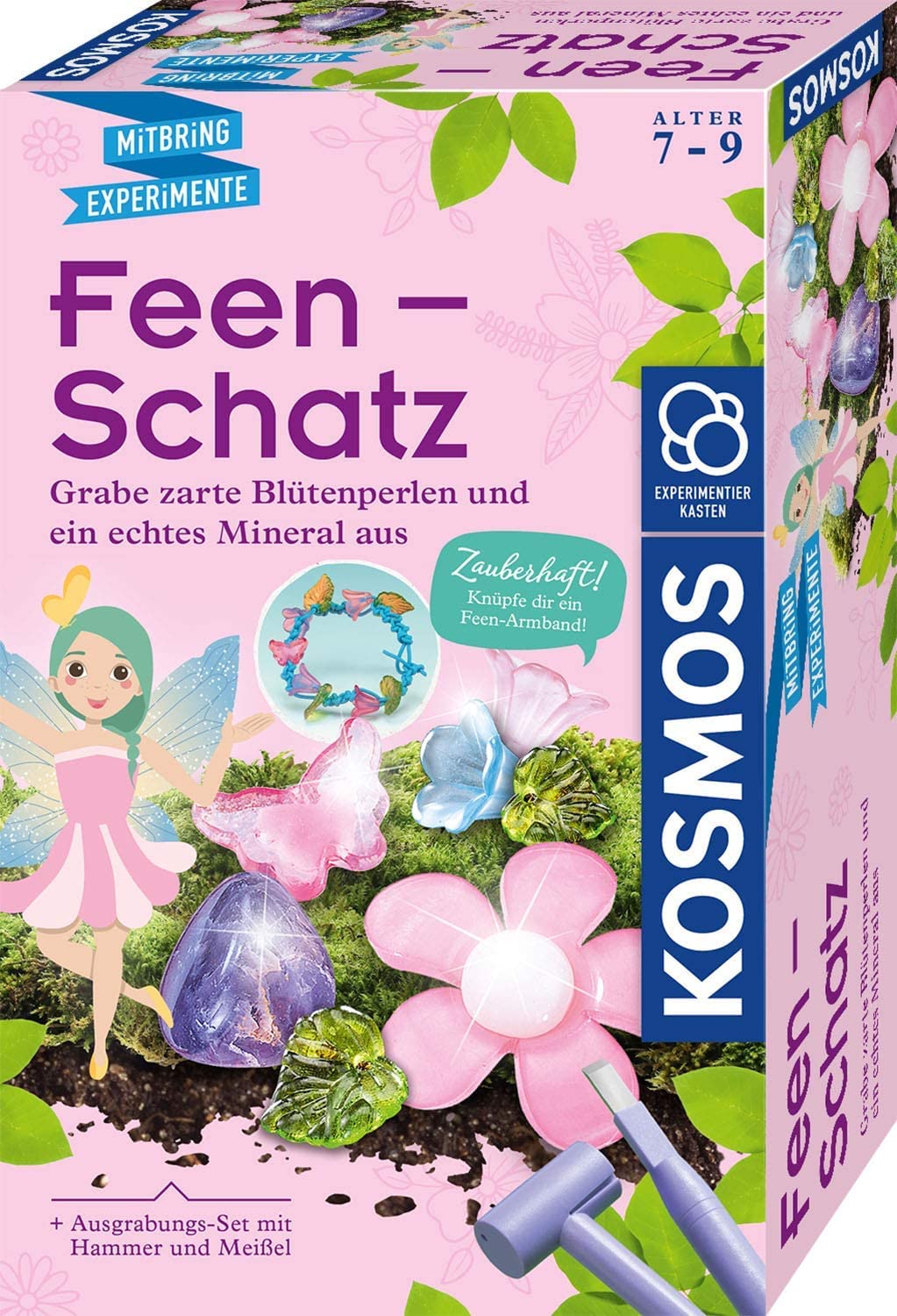 KOSMOS 657857 Feen-Schatz - Ausgrabungs-Set, Für Feen und Elfen-Fans, Entdecke den magischen Schatz mit Perlen für EIN Armband und Blüten-Haargummi, Für Kinder ab 7 21 x 13 x 5.5 cm Angebot bei HelloDeals