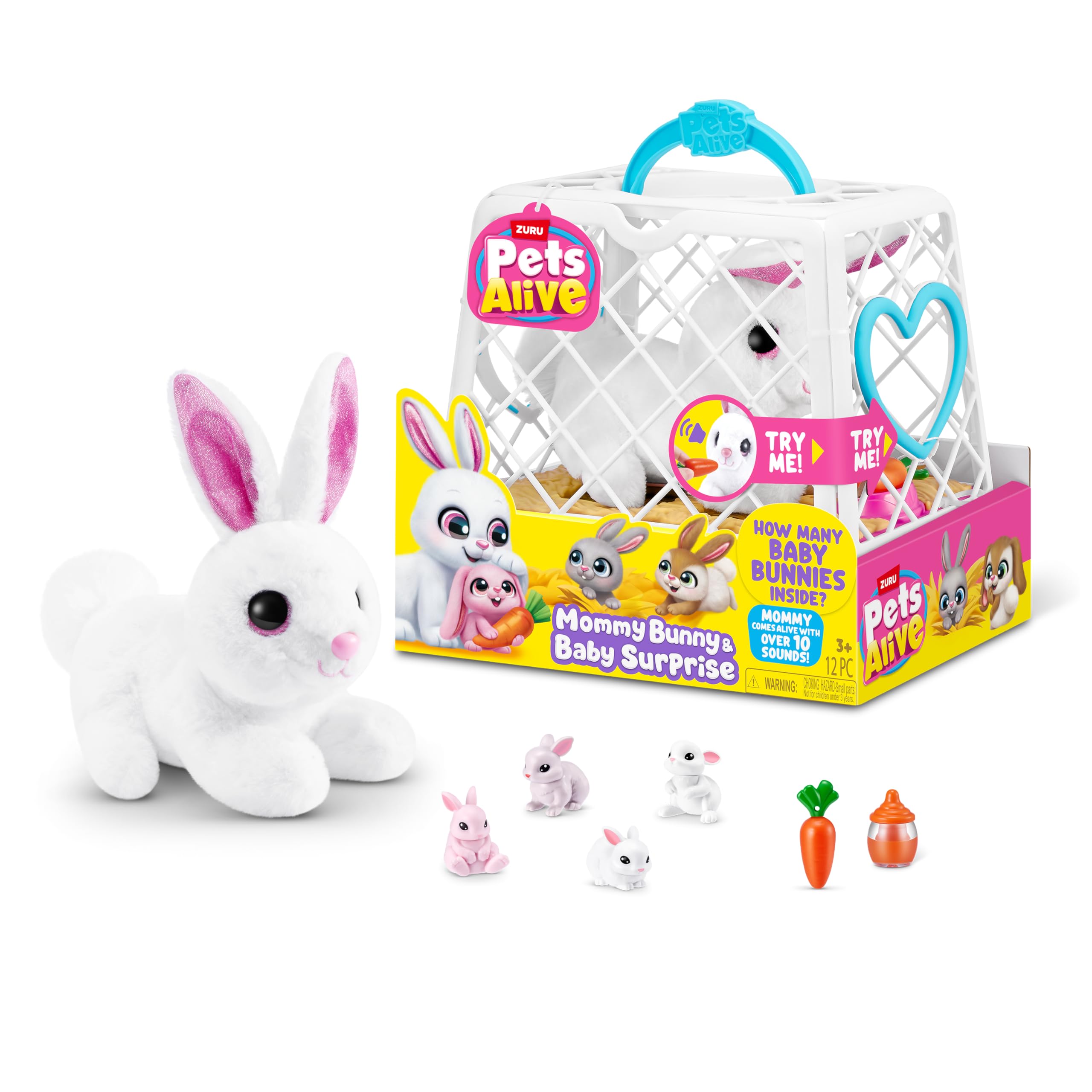 Pets Alive Mama Bunny Surprise von ZURU, realistischer, elektronischer Plüschhasen-Roboter, Überraschungsspielzeug für Kinder. Angebot bei HelloDeals