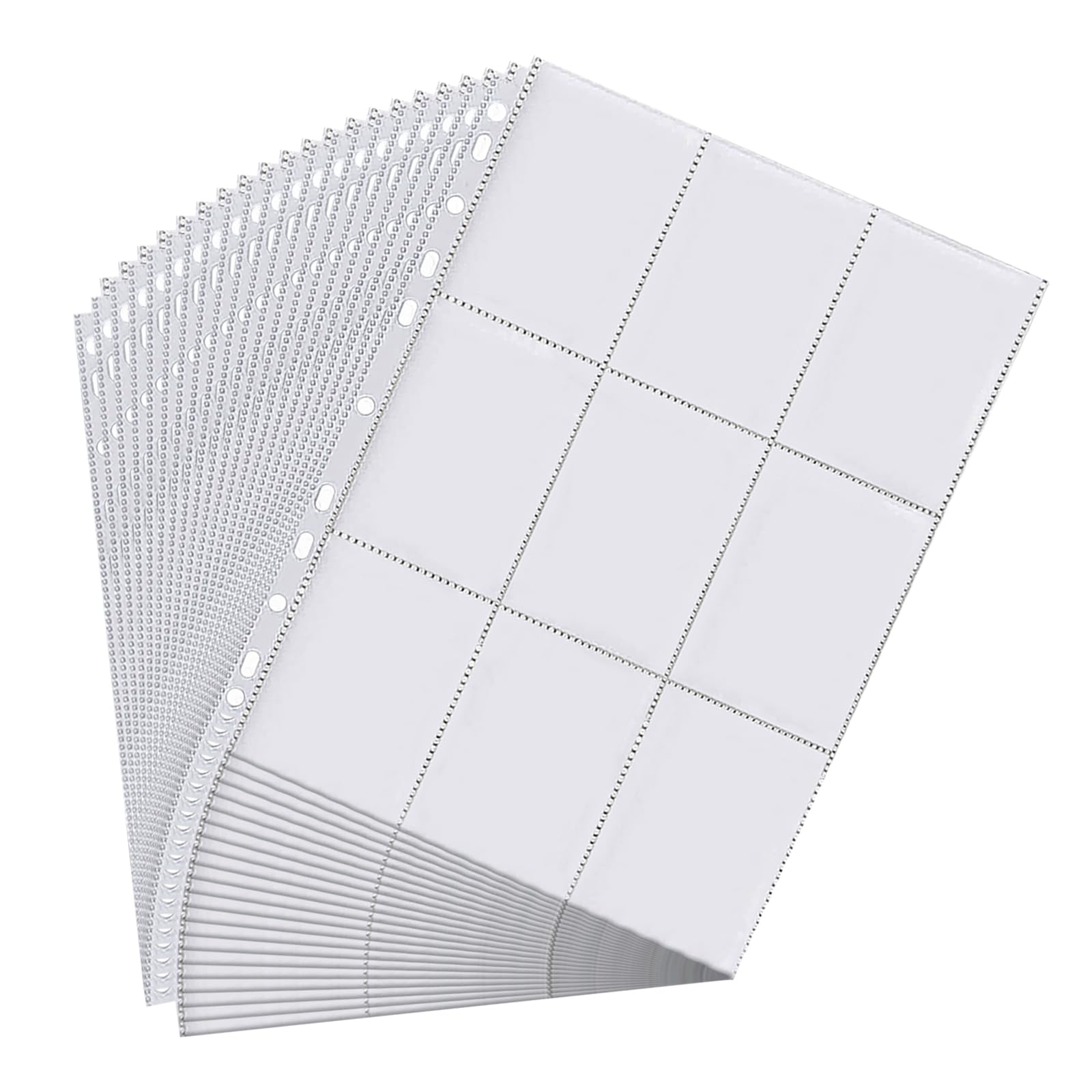 Relota 40 stück Sammelkarten Hüllen Doppelseitiger 720 pockets, Karten Sleeves Transparent, Leere Sammelmappe Folien 11 Löcher, Sammelkartenzubehör für Spielkarte, Basketball/Fußball Karten 40 Stück – Transparent Angebot bei HelloDeals