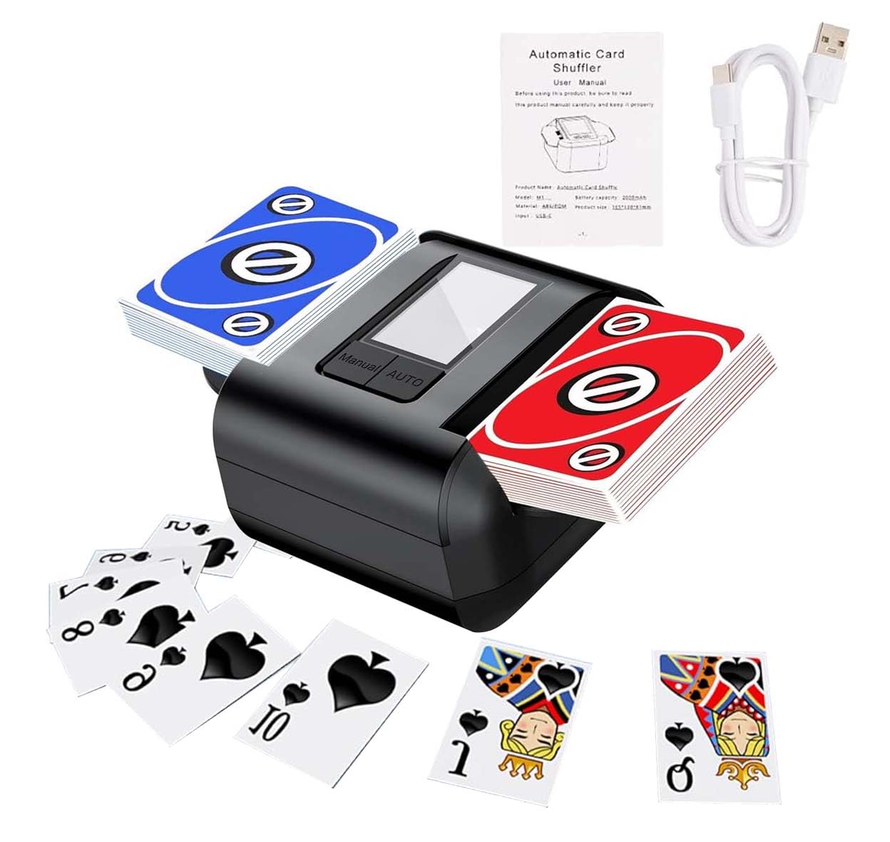 AVUMDA Kartenmischmaschine Elektrische, Automatischer Kartenmischer für 1–2 Decks One-Press Auto & Manueller Wiederaufladbar 2000mAh Geräuscharm für Poker UNO Blackjack Skip-BO Phase 10 Texas Hold'em Angebot bei HelloDeals