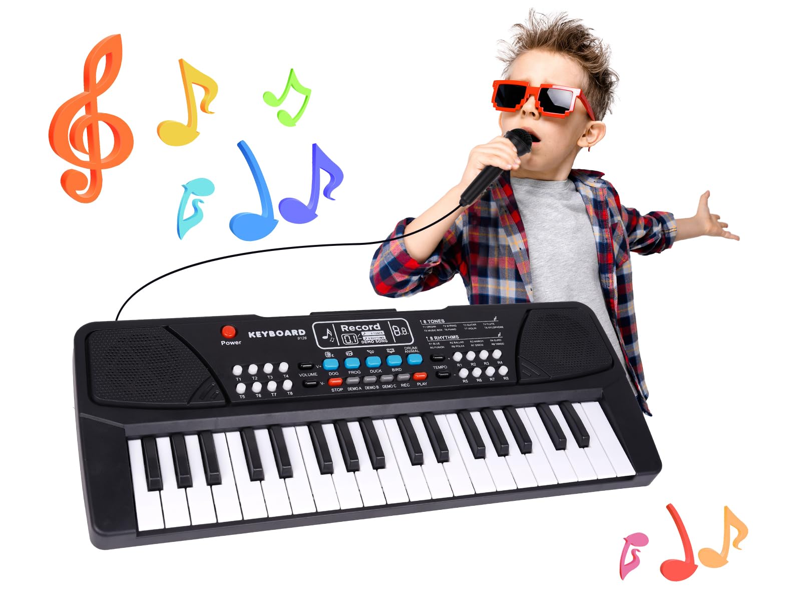 37 Tasten Klavier für Kinder Elektronisches Keyboard mit Mikrofon Musikinstrument Spielzeug für Jungen und Mädchen 3 4 5 6 7 Jährige Geschenke Schwarz Angebot bei HelloDeals