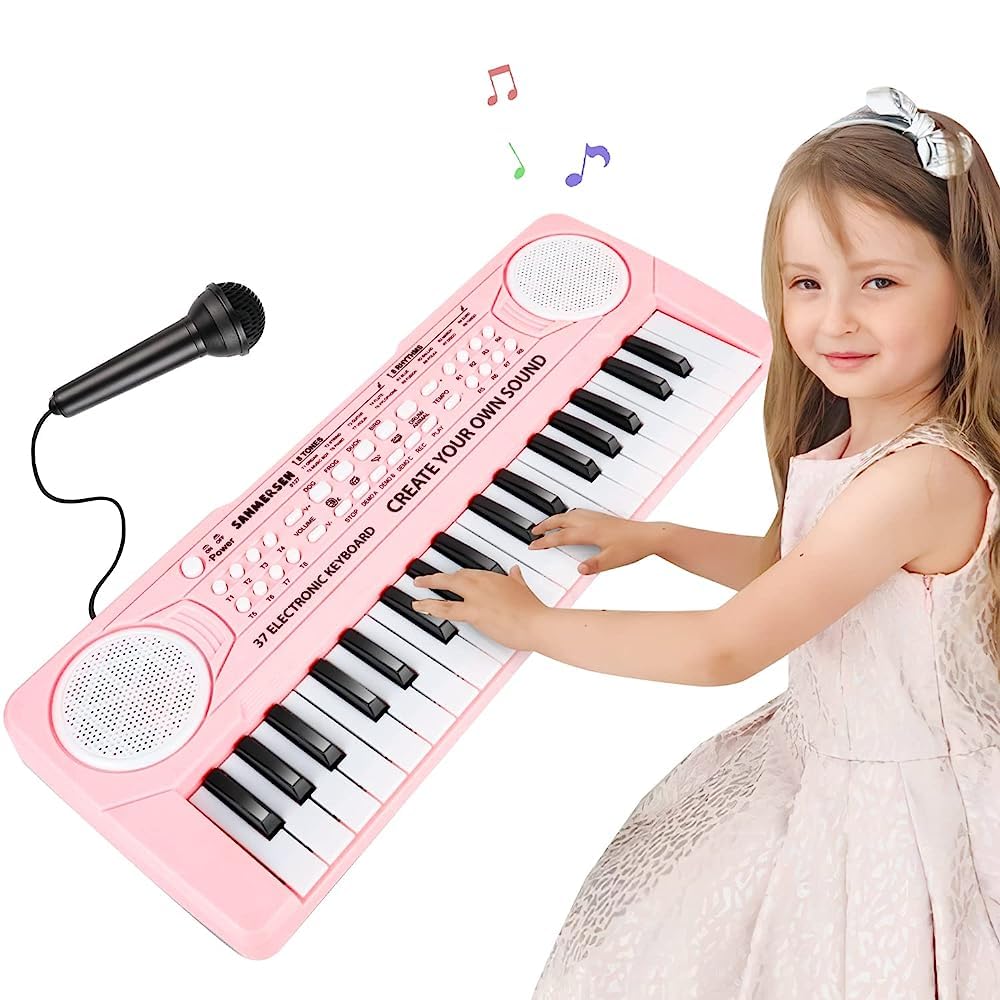 Orvyna Keyboard Kinder ab 3 Jahre, Tragbare Multifunktions Kinder Keyboard 37 Tasten mit Mikrofon, Musikspielzeug Klaviertastatur Lernspielzeug Geschenk für Jungen Mädchen 3 4 5 6 Jahre, Rosa Angebot bei HelloDeals