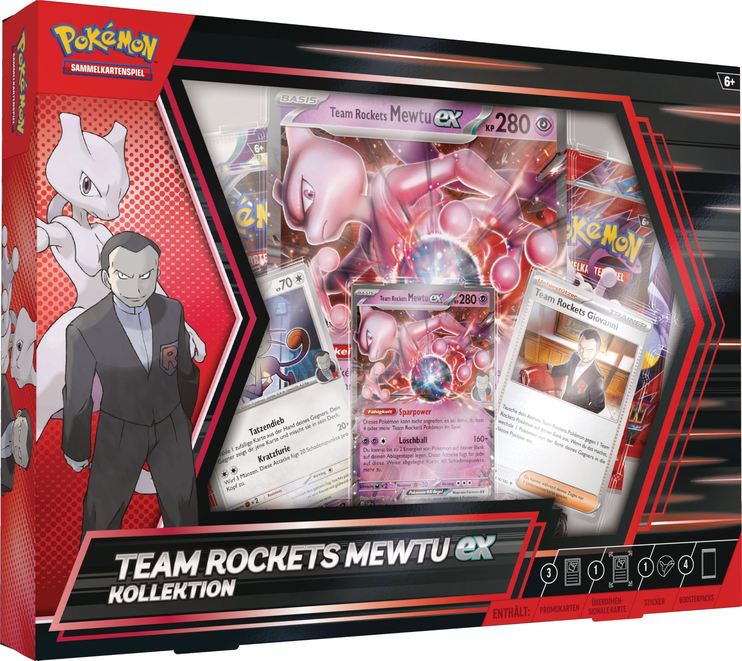 Pokémon-Sammelkartenspiel: Kollektion Team Rockets Mewtu-ex (1 holografische Promokarte, 1 überdimensionale holografische Karte & 4 Boosterpacks) Angebot bei HelloDeals
