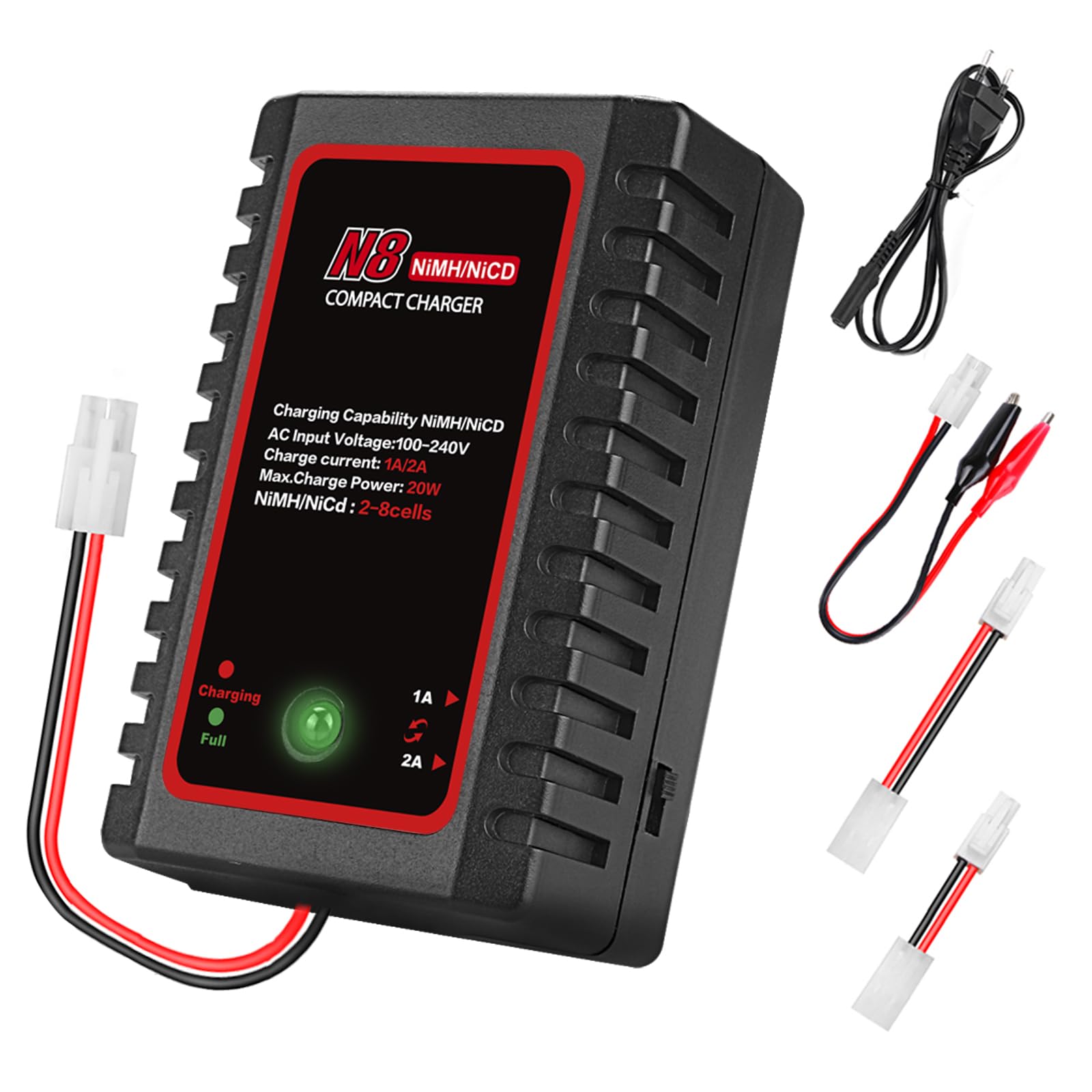 HTRC Intelligentes Nimh-Ladegerät für 2-8s Nimh/NiCD-Akku von Airsoft RC Car Boat Drone RC-Ladegerät für NiMH/NiCD-Akku mit Standard-/Mini-Tamiya-Anschluss 2.4V, 3.6V, 4.8V, 6V, 7.2V, 8.4V, 9.6V Angebot bei HelloDeals