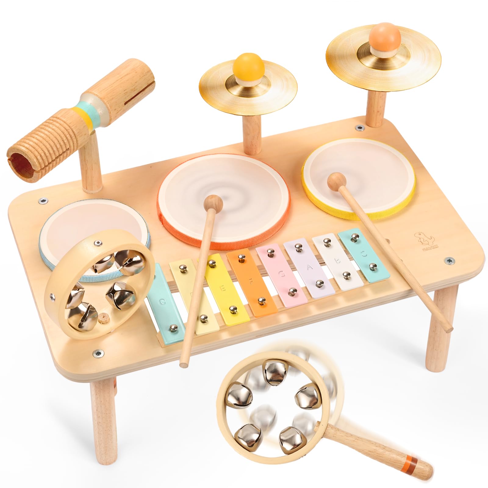 OATHX 9 in 1 Schlagzeug Kinder Trommel Holz – Musikinstrumente für Kinder ab 1 Jahr, Montessori Baby Spielzeug Geschenk für 1 2 3 4 5 6 Jahre Junge Mädchen Angebot bei HelloDeals
