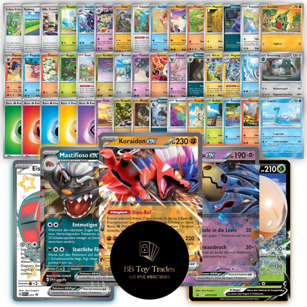 50 Pokemon Karten + seltene GX EX oder V Karte Starter Pack mit Trainern & Energie - deutsche Sammelkarten Kartenpack im BB-Toy-Trades Versandschutz Angebot bei HelloDeals