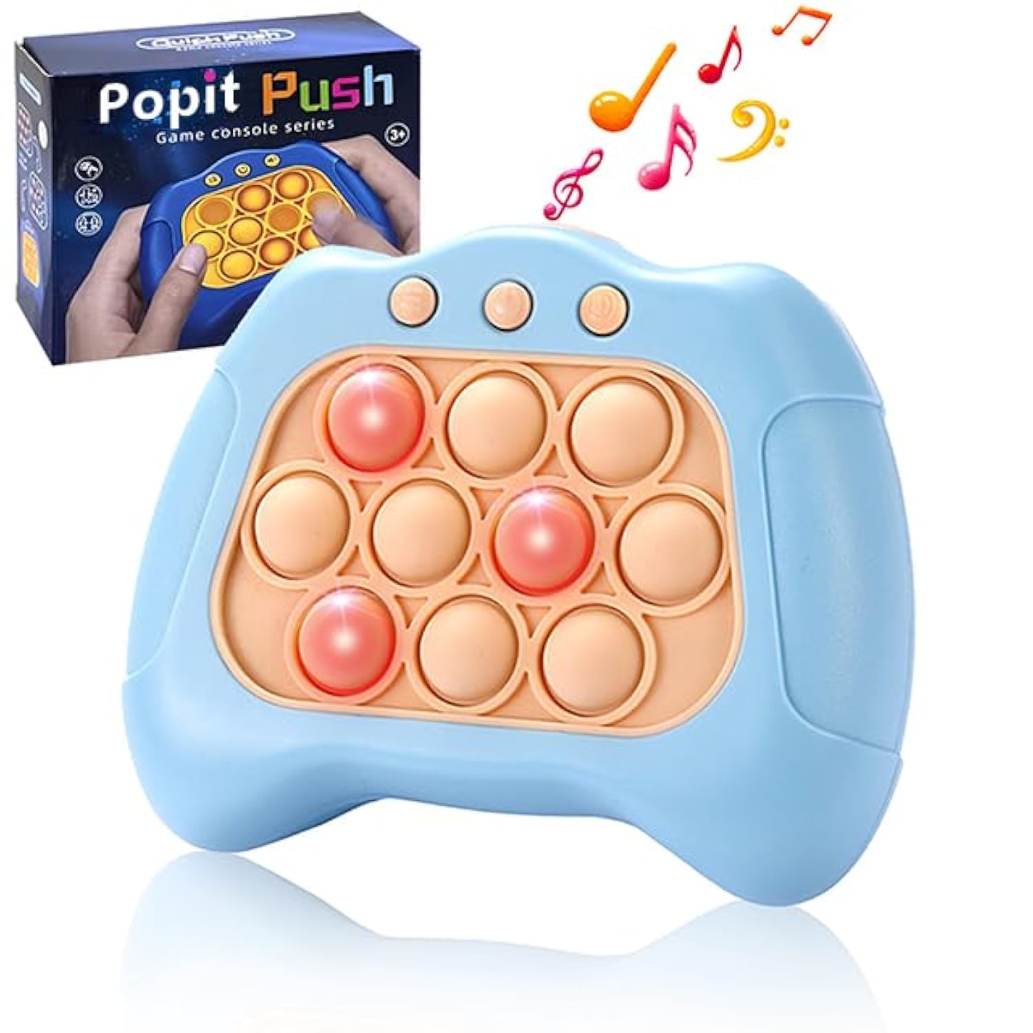 Schnelle Push Blasen Spielkonsole|Button Puzzle Pop Light up Spiel|Dekompression Breakthrough Puzzle Game Machine|Sensorische Zappelspielzeug für Autismus,Hand Eye Koordinierungsspiel (hellblau) Light Blue Angebot bei HelloDeals