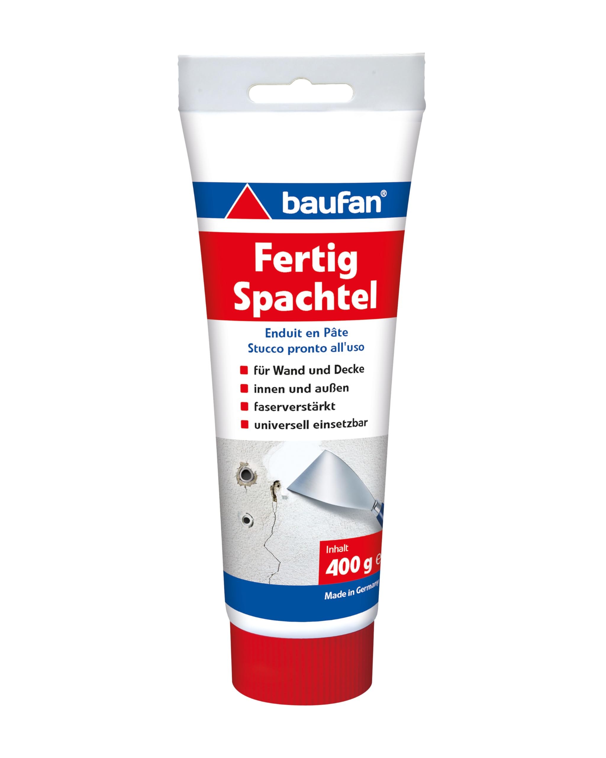 Baufan Fertigspachtel Weiß 400g I Für Wand- und Deckenflächen im Innen- & Außenbereich I Faserverstärkt für hohe Festigkeit I Härtet rissfrei aus Angebot bei HelloDeals