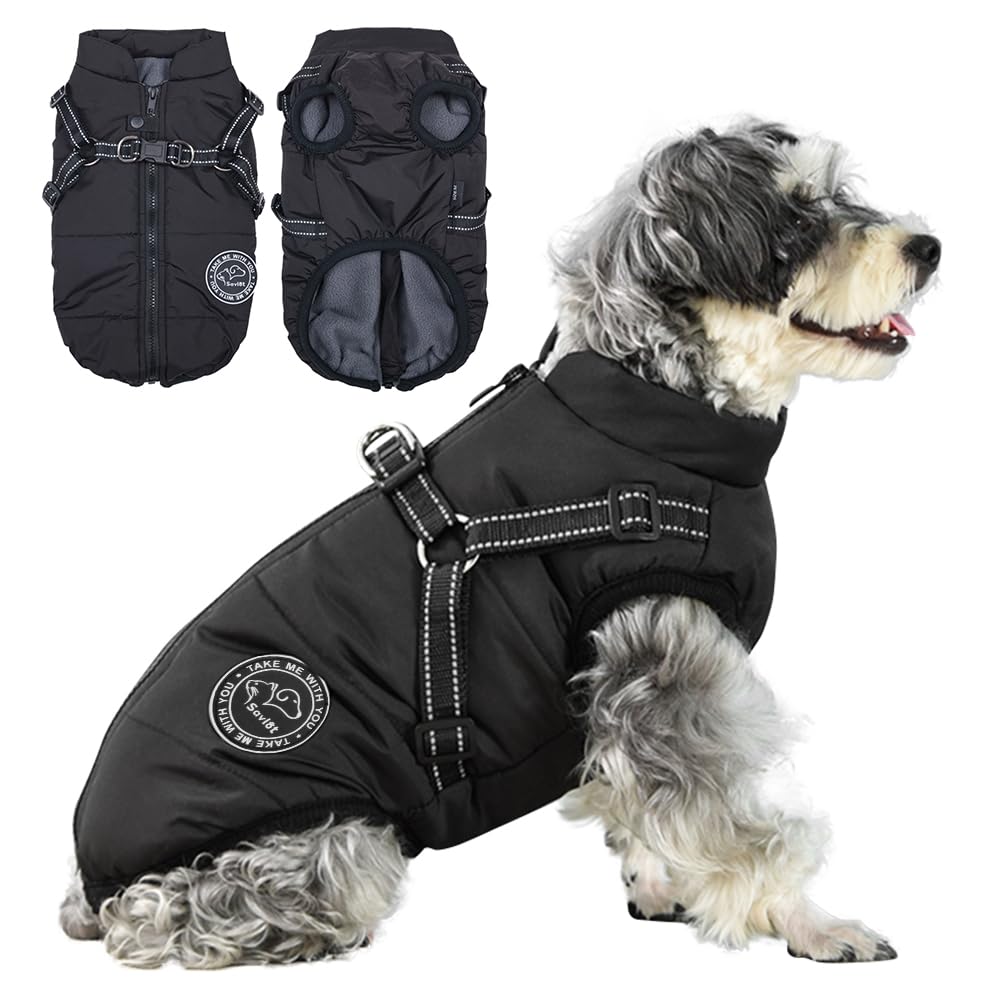 Savlot Hundejacke Winterweste Jacken Hundemantel Hundepullover Haustier Skifahren Kostüm Ärmellose Baumwolle Gepolsterte Weste Mit Brustgurt Gurt - Schwarz, M M Schwarz Angebot bei HelloDeals