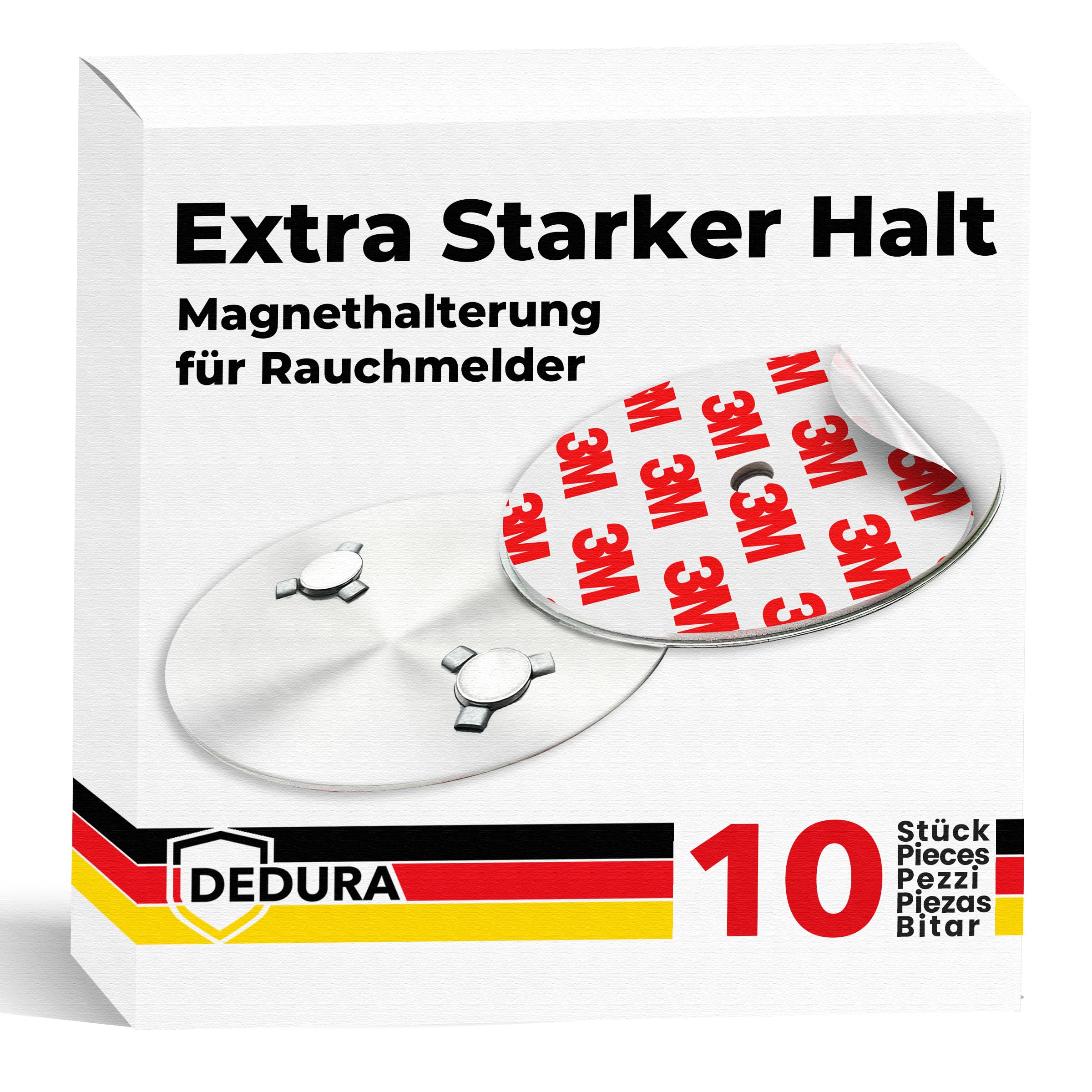 Rauchmelder Magnethalter 10er Set mit extra starken Klebepads - ohne Bohren und Schrauben - Magnethalterung geeignet für alle gängigen Rauchmelder und Feuermelder - Selbstklebende Befestigung 10x Magnethalter Angebot bei HelloDeals