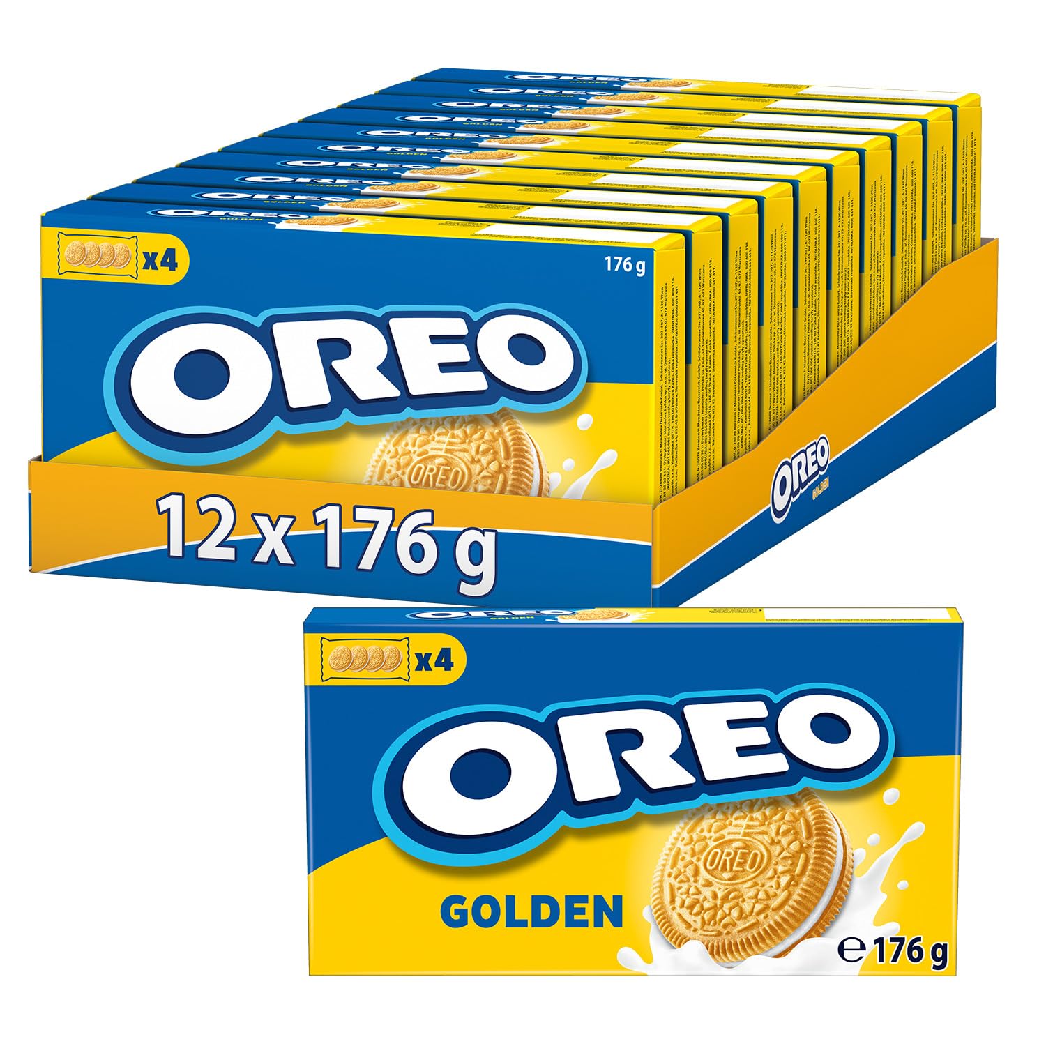 OREO Golden – Knusprige goldgelb gebackene Weizenkekse mit Crèmefüllung mit Vanillegeschmack – 12 x 176g Angebot bei HelloDeals