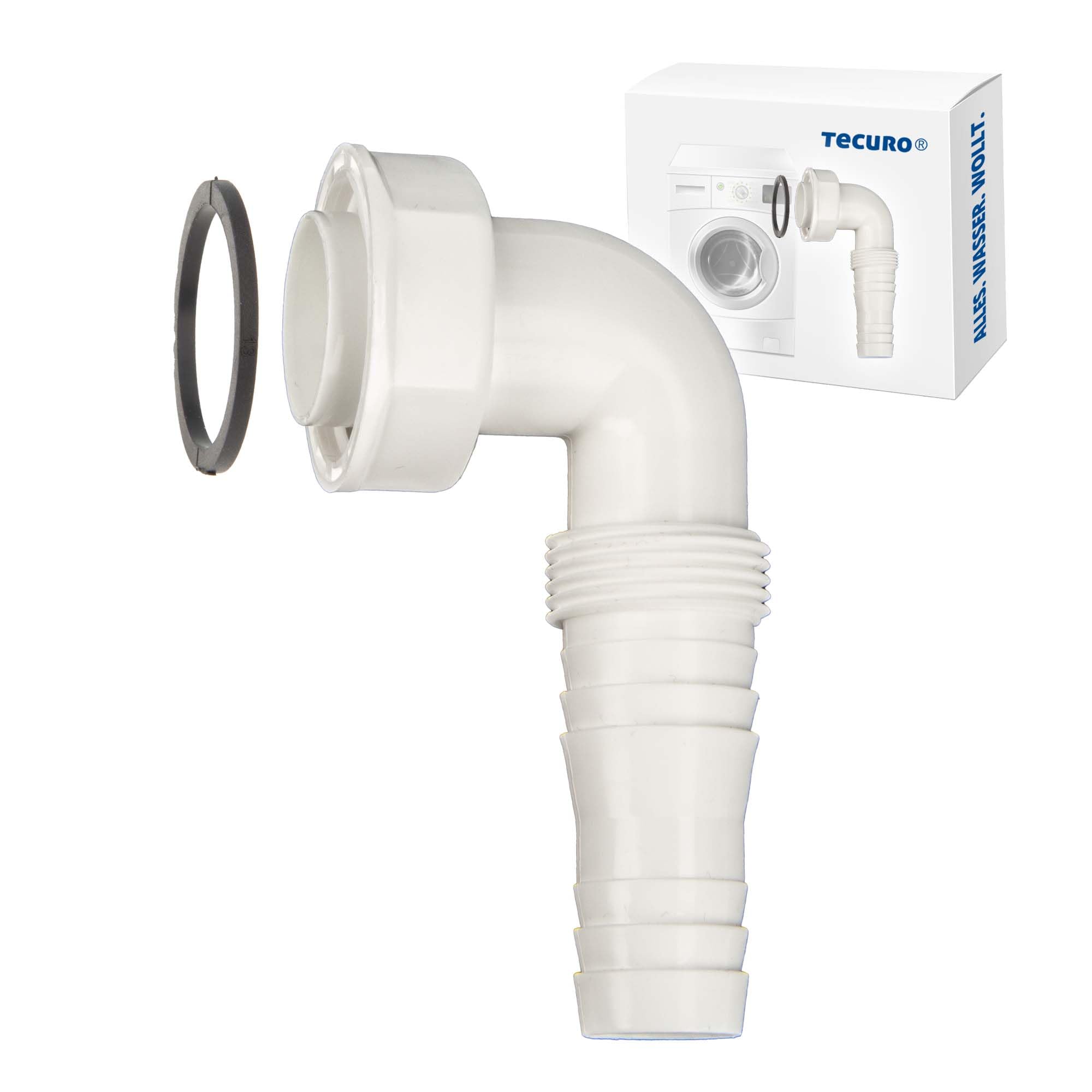tecuro Geräteanschlusstülle 90° gewinkelt 1 Zoll ÜWM, inkl. Dichtung, für 19-23 mm Schläuche oder 3/4" AG für Gewindeanschluss, Spülensiphon Angebot bei HelloDeals