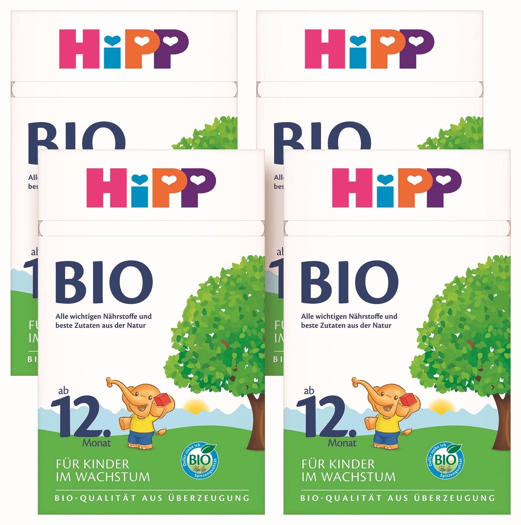 HiPP Bio Kindermilch (4 x 600g), nach 12. Monat, mit Calcium, Eisen, Vitamin C und D, für Kleinkinder im Wachstum, in bester Bio-Qualität 1 g (4er Pack) Angebot bei HelloDeals