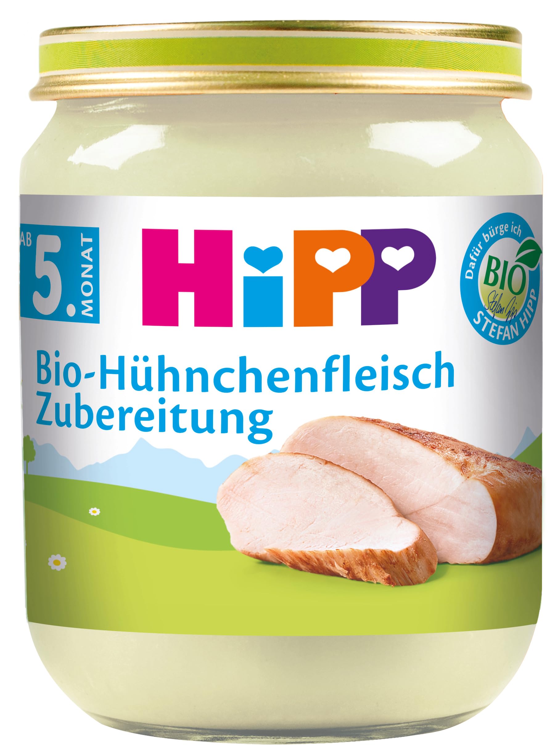 HiPP Bio Hühnchenfleisch Zubereitung (6 x 125g), mit Bio-Rapsöl, glutenfrei, ohne Zusatz von Salz, in bester Bio-Qualität 125 g (6er Pack) Single Angebot bei HelloDeals