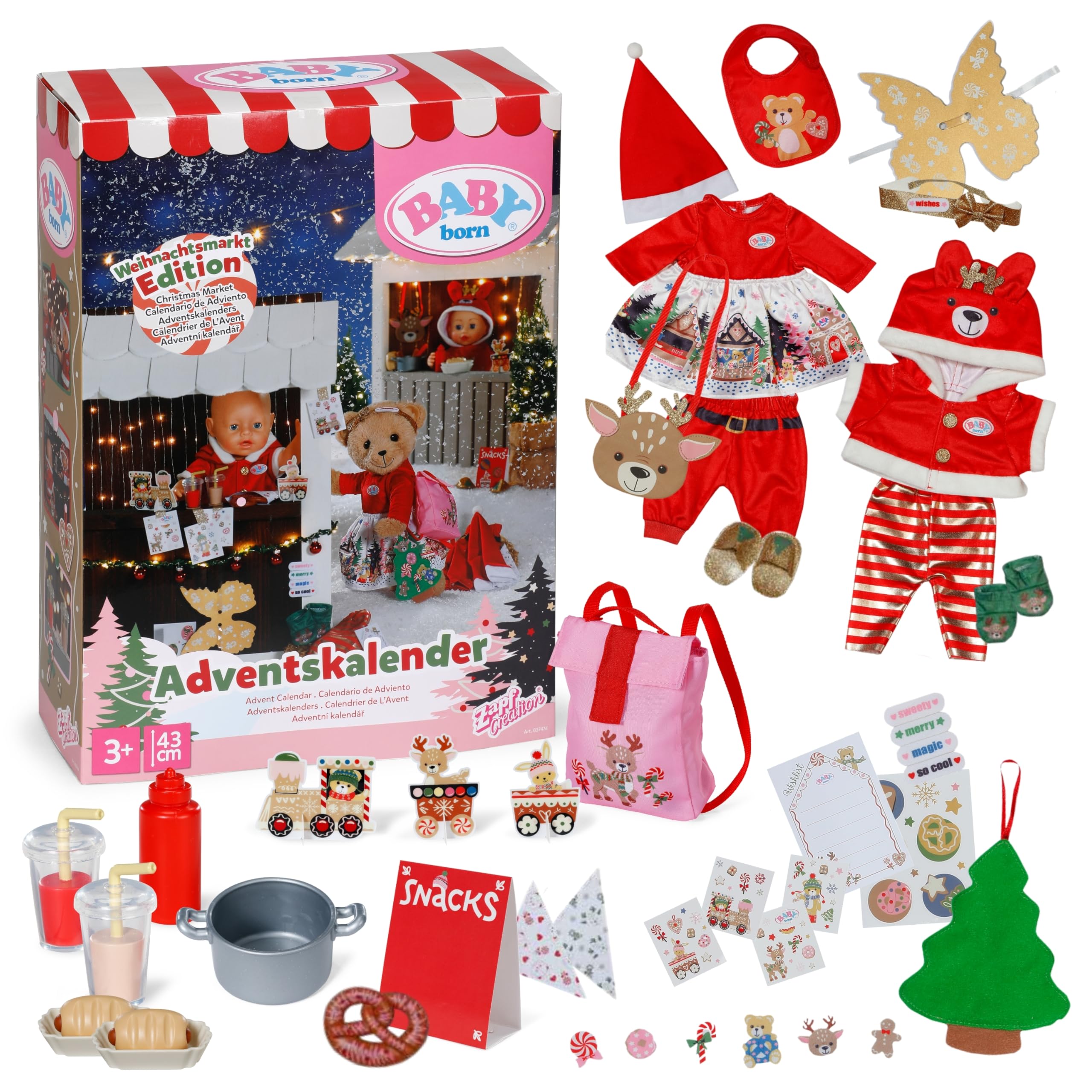 BABY born Adventskalender - 24 Überraschungen - Puppenkleidung & Accessoires für 43 cm Puppen - Hochwertiges Puppenzubehör für Weihnachten Angebot bei HelloDeals