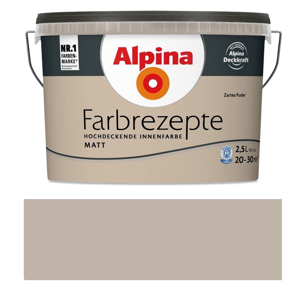 Alpina Farbrezepte Innenfarbe – Zartes Puder matt – Wandfarben für einzigartige Farbwirkungen und Raumstimmungen – atmungsaktiv, tropfgehemmt und strapazierfähig – 2,5L 2.5 l (1er Pack) Zartes Puder Angebot bei HelloDeals