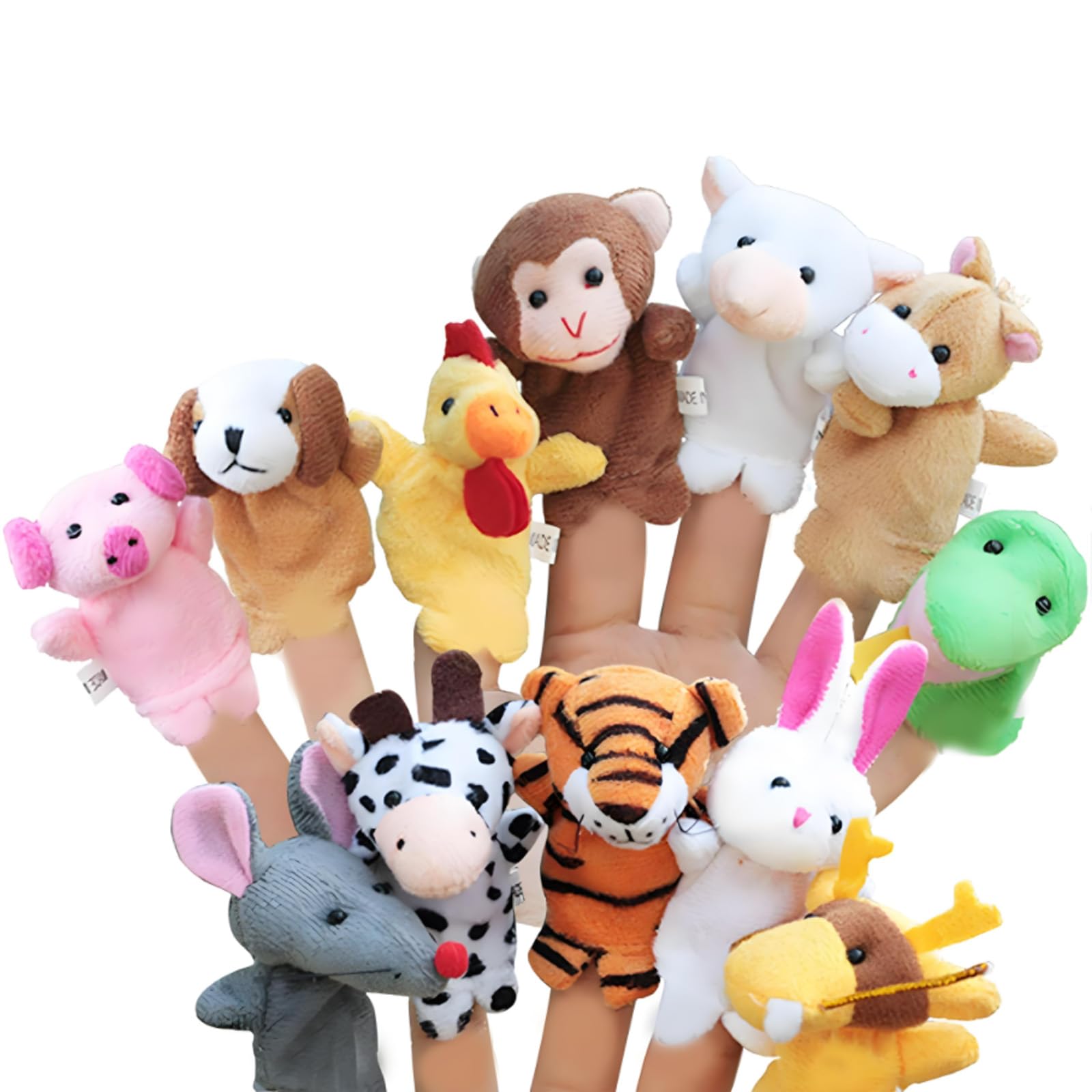 LIMEOW Familie Fingerpuppen Set,Finger Plüschtier,Fingerpuppen Kinder,Fingerpuppen Spielzeug Baby,Fingerpuppen Set,Kleine Tier Fingerpuppe für Geburtstag Kinder Taufe Babyparty（12 insgesamt） Angebot bei HelloDeals