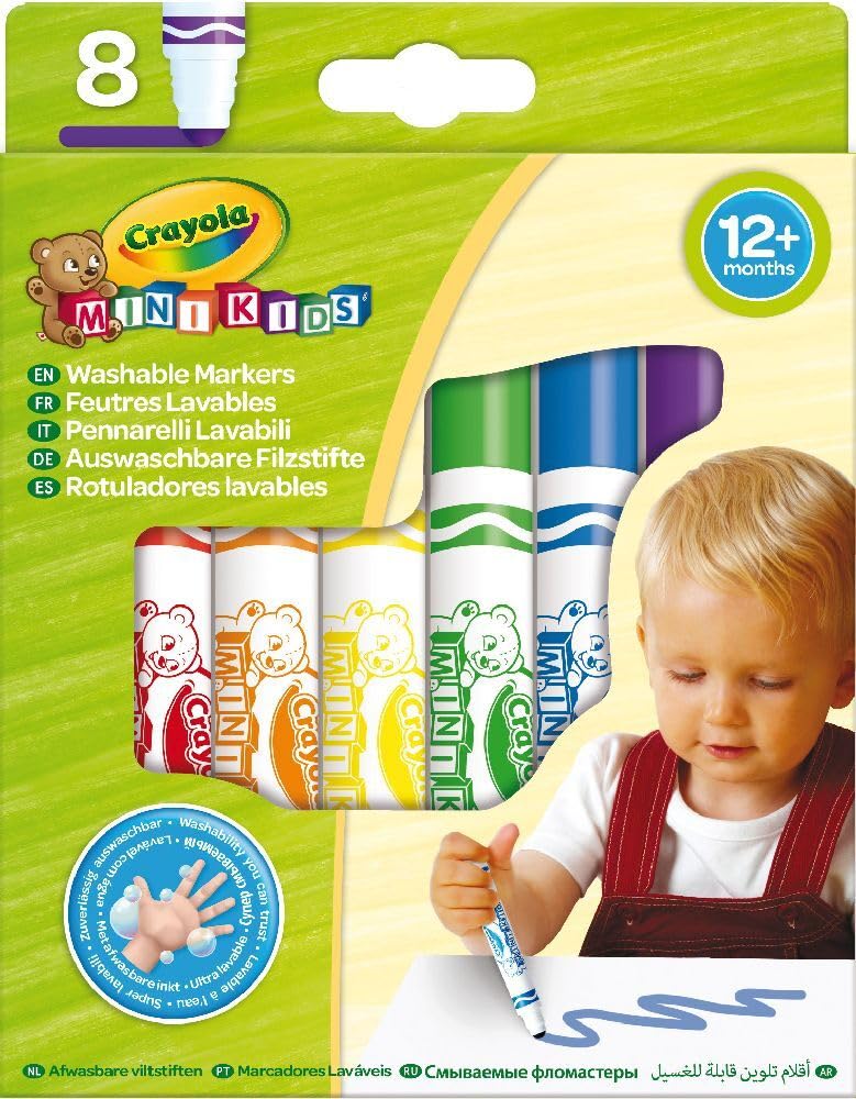 CRAYOLA Mini Kids Filzstifte Kinder Auswaschbar, Ungiftige, Bastel Set, Fasermaler Kinder, Malstifte Set Für Kleinkinder In 8 Farbtönen, ab 1 Jahr, 8324 Set mit 8 Stück Angebot bei HelloDeals