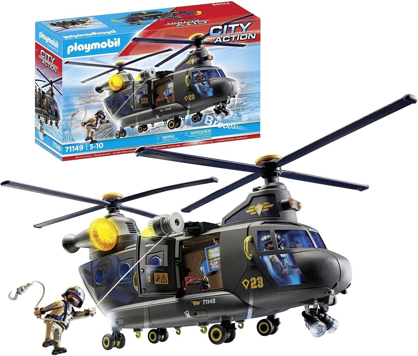 PLAYMOBIL City Action 71149 SWAT-Rettungshelikopter, detailreicher SWAT-Rettungshelikopter mit Licht- und Soundmodul, Spielzeug für Kinder ab 5 Jahren Angebot bei HelloDeals