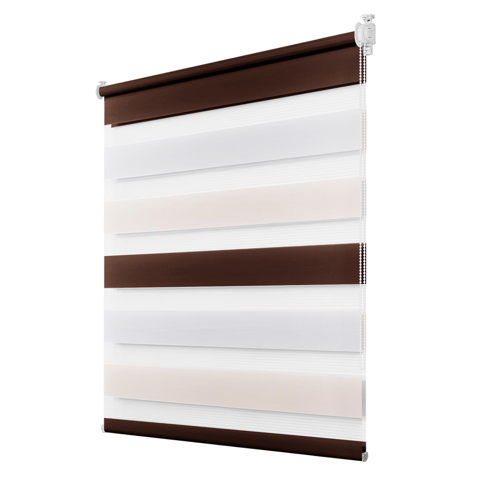 Deswell Doppelrollo Klemmfix ohne Bohren Weiß-beige-braun B80 x H150 cm (Stoffbreite 76cm) Rollos für Fenster ohne Bohren für Fenster mit Lichtdurchlässig & Verdunkelnd/Höhe Stufenlos Verstellbar B80 x H150 cm Weiß-beige-braun Angebot bei HelloDeals