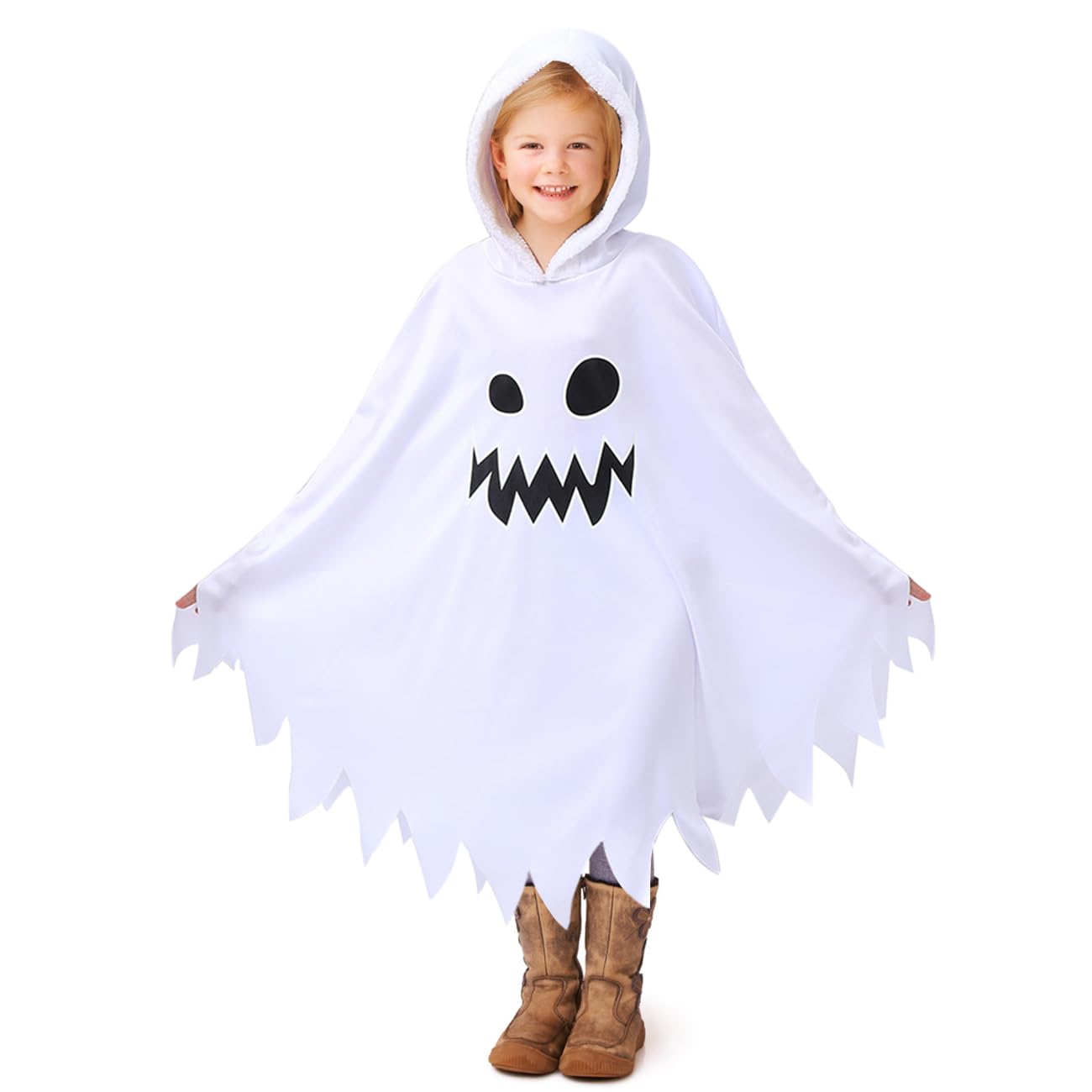 ZZOUFI Geister Kostüm Kinder, Gespenst Kostüm für Mädchen Jungen Baby Kleinkinder, Halloween Kinder Geist Kostüm, Weiß, mit Kapuze XS Weiß Angebot bei HelloDeals