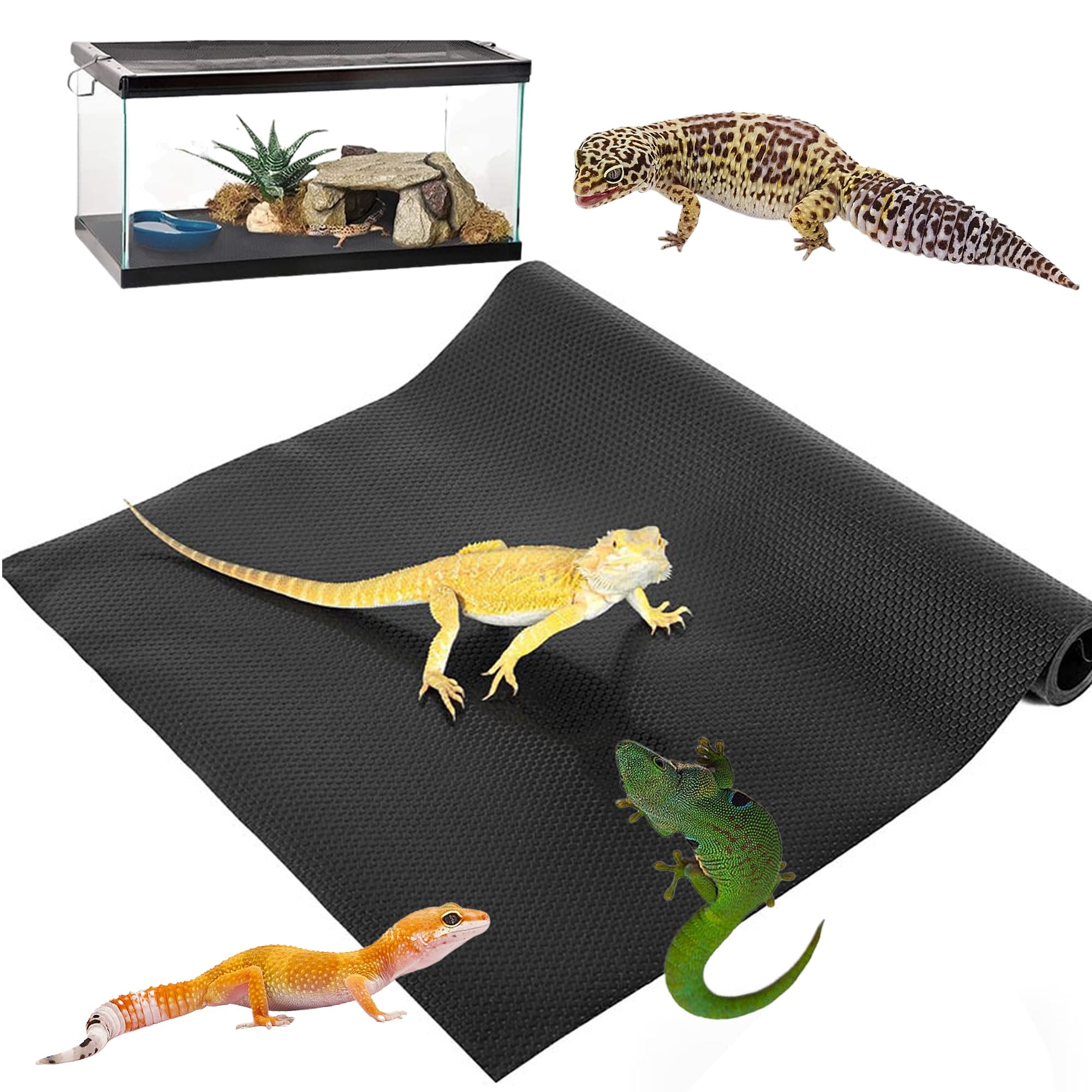 SYXLS Großer Reptilien Teppich, 3 m, Glasbehälter Bettwäsche Substrat Pad, Jede geschnitten Größe, Nicht klebende Reptilien Teppich geeignet für Eidechsen, Schildkröten, Schlangen Angebot bei HelloDeals