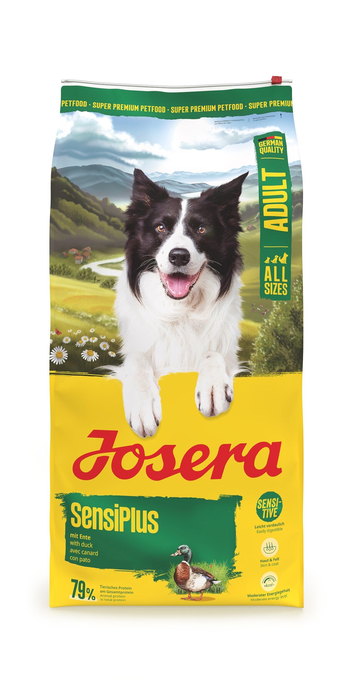 JOSERA Adult SensiPlus Ente & Reis (1 x 12,5 kg) | Premium Trockenfutter für ausgewachsene empfindliche Hunde | mit viel Biotin für gesunde Haut & Fell | hoch verdaulich | glutenfrei | 1er Pack 2025 (NEU) 12.5 kg (1er Pack) Angebot bei HelloDeals