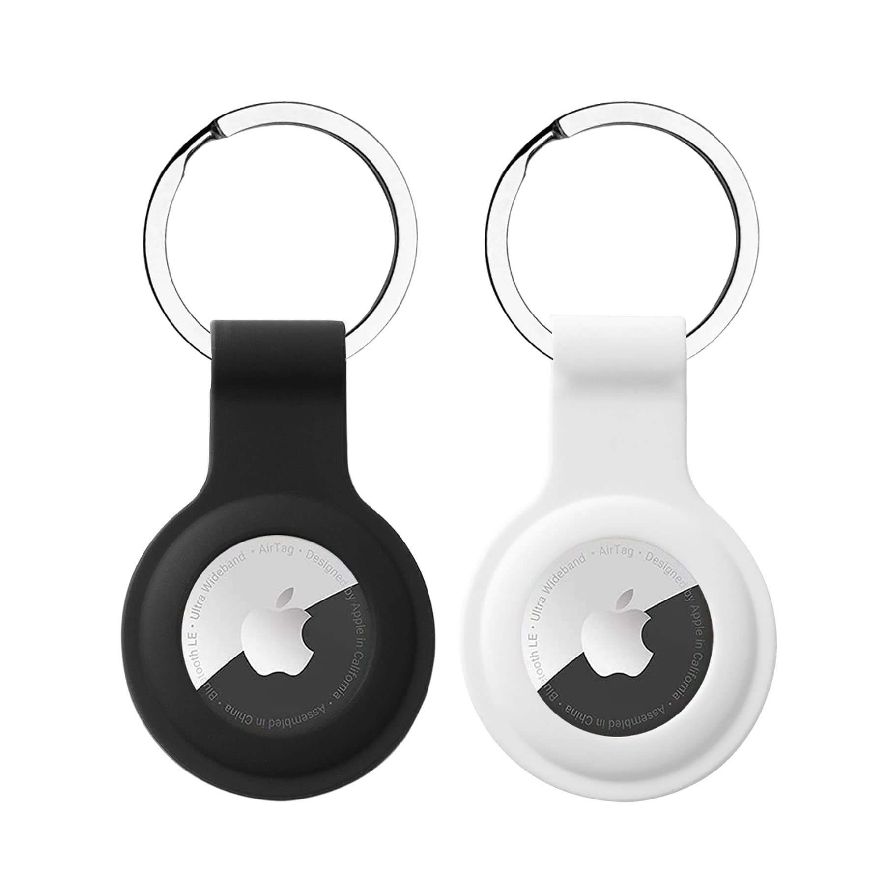 2 Stück Schlüsselanhänger für Apple AirTag Anhänger, Airtags Hülle Silikon Case Cover Schutzhülle für Air Tag mit Key Ring Schwarz & Weiß Angebot bei HelloDeals
