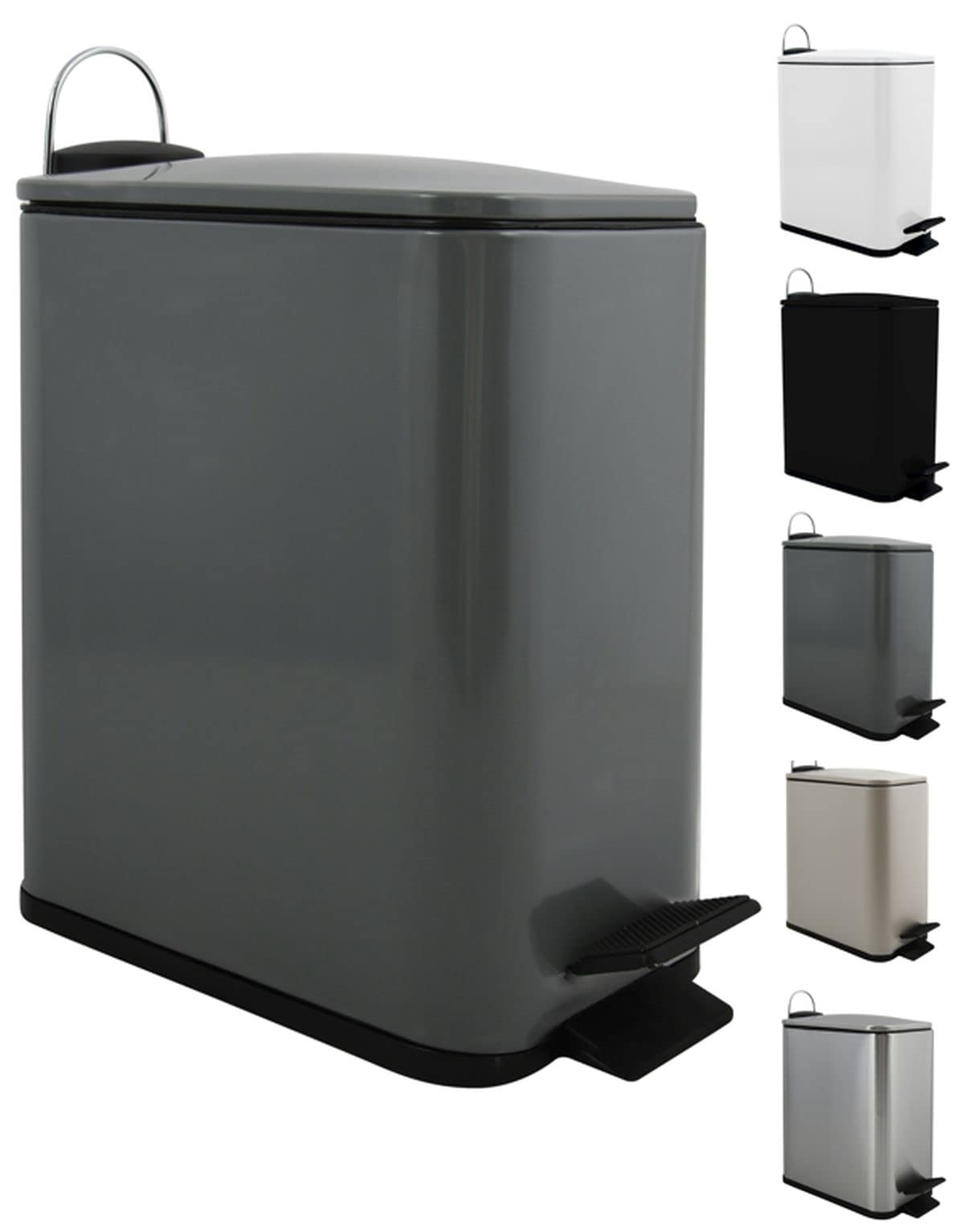 Spirella Kosmetikeimer 5 Liter Edelstahl mit Absenkautomatik und Inneneimer Erik Badezimmer Mülleimer Softclose Abfalleimer anthrazit, Gris Mat, 5 litres Angebot bei HelloDeals