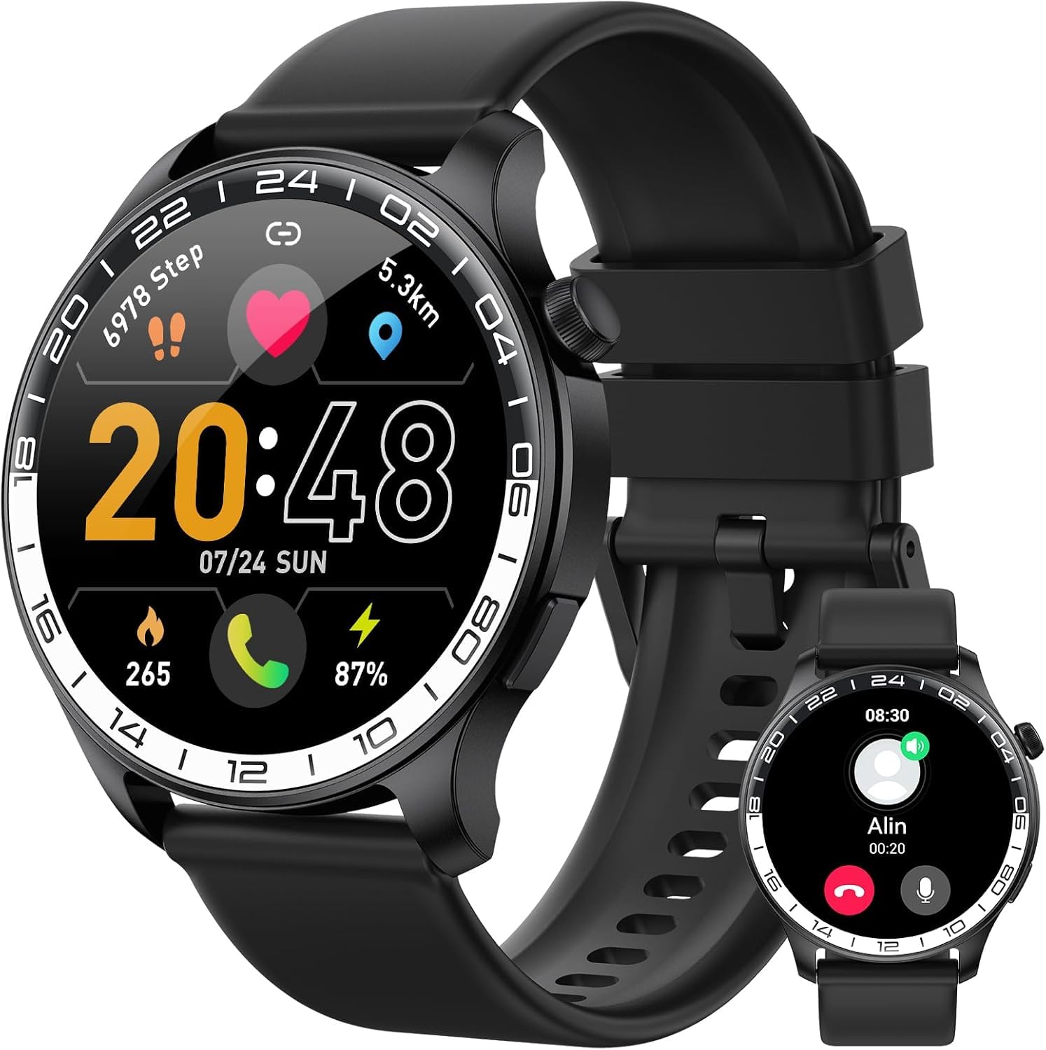 Smartwatch Herren, 1.43″ AMOLED-Display Touch Smart Watch mit Bluetooth-Anrufe, 120+ Sportmodi Fitnessuhr IP68 Wasserdicht Sportuhr, Fitness Tracker mit SpO2 Herzfrequenz Schrittzähler Schlafmonitor Sternenhimmel schwarz Angebot bei HelloDeals