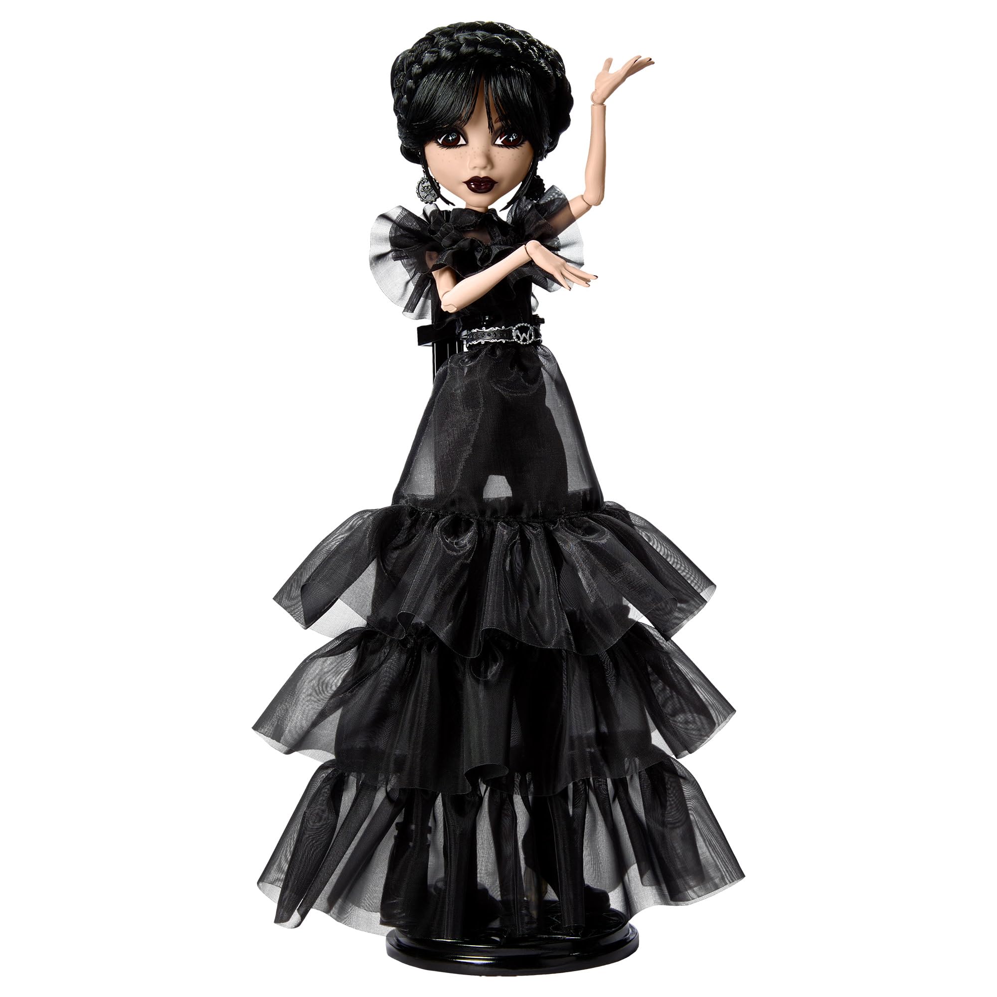 Monster High Wednesday Puppe, Rave’N Wednesday Sammelfigur in schwarzem Gothic-Kleid, inspiriert von der Tanzszene, Premium-Accessoires und Puppenständer, HXJ03 Angebot bei HelloDeals