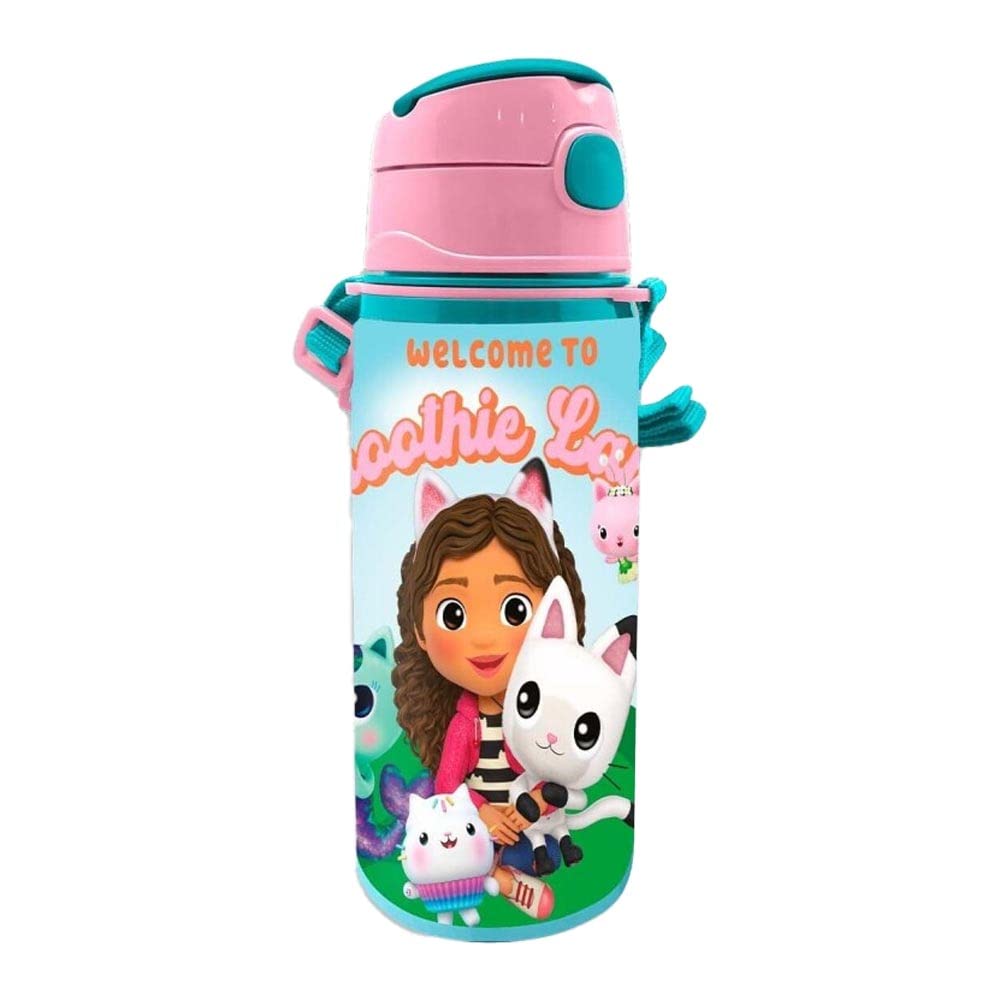 Gabbys Dollhouse Trinkflasche, Mehrfarbig, 600 ml, Aluminium, für Schule und Freizeit Angebot bei HelloDeals