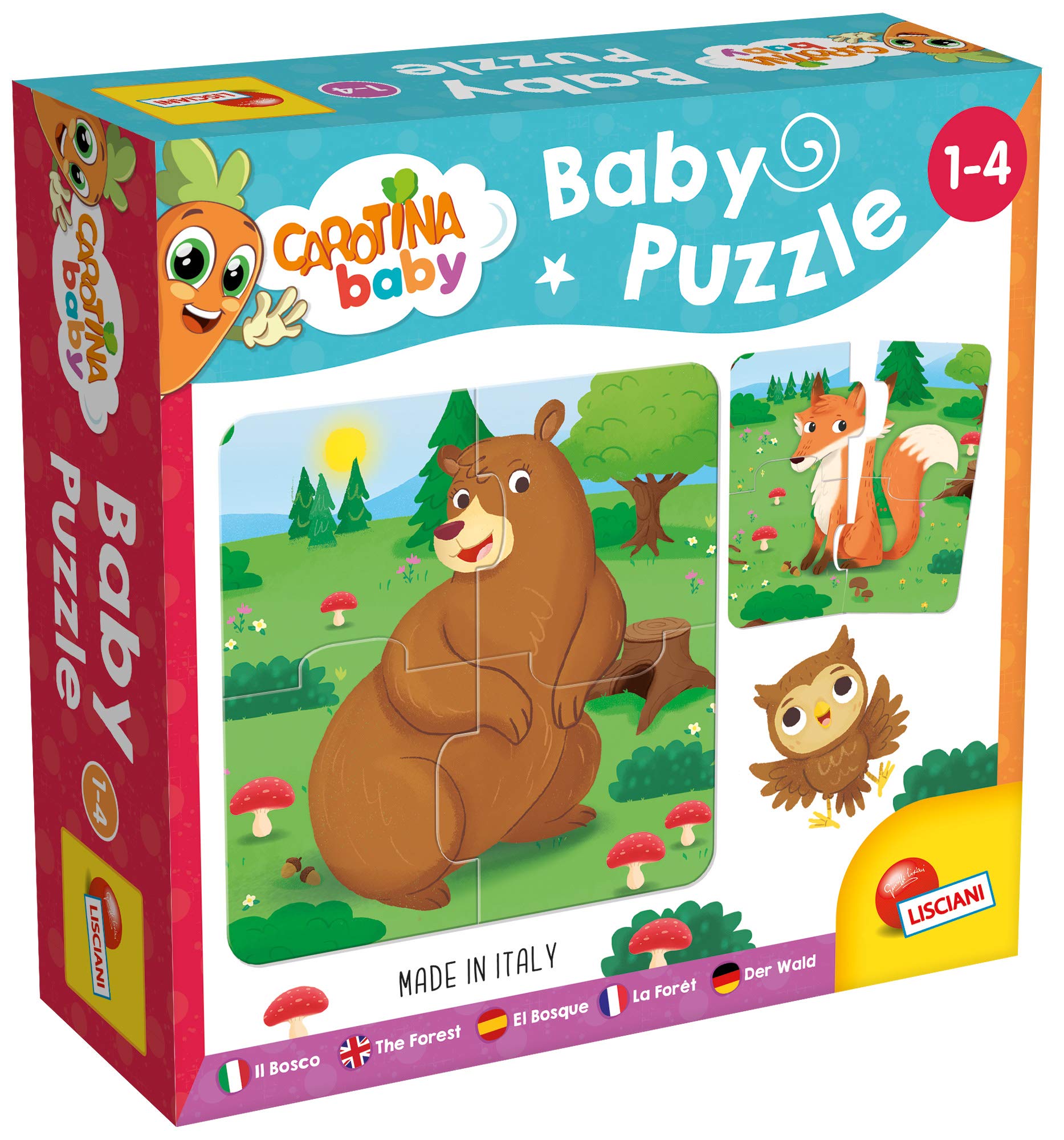 Lisciani - CAROTINA BABY - Baby Puzzle - Der Wald - Puzzle ab 2 Jahren - Montessori Spielzeug 2 Jahren - 6 Lernpuzzles mit Tieren (4 Teile je Puzzle) - Für Kinder Puzzle Der Wald Angebot bei HelloDeals