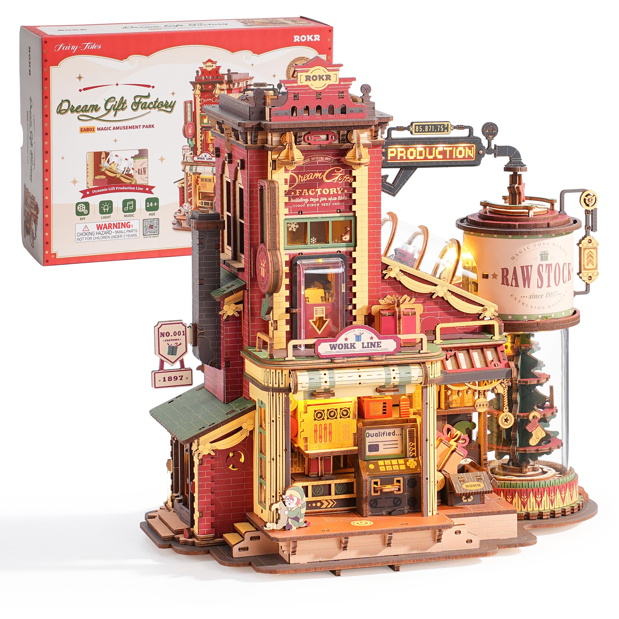 ROKR 3D Puzzle Holz Traumgeschenkfabrik, 3D Holzpuzzle Erwachsene Mechanisch, Musik-Modellbausätze für Erwachsene, Dream Gift Factory, EAB01 Angebot bei HelloDeals