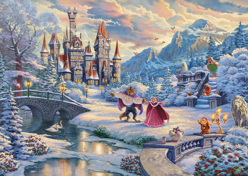 Schmidt Spiele 59671 Thomas Kinkade, Disney, Die Schöne und das Biest, Zauberhafter Winterabend, 1000 Teile Puzzle Single Angebot bei HelloDeals