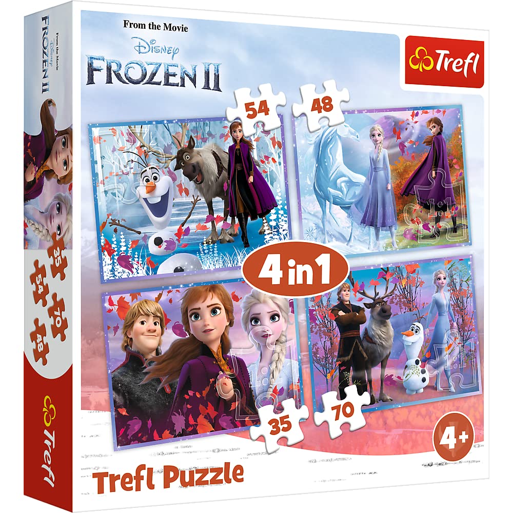 Trefl TR34323 Eine Reise ins Unbekannte, Disney Frozen 2 von 35 bis 70 Teilen, 4 Sets, für Kinder ab 4 Jahren Puzzlebox, Mehrfarbig Single Angebot bei HelloDeals